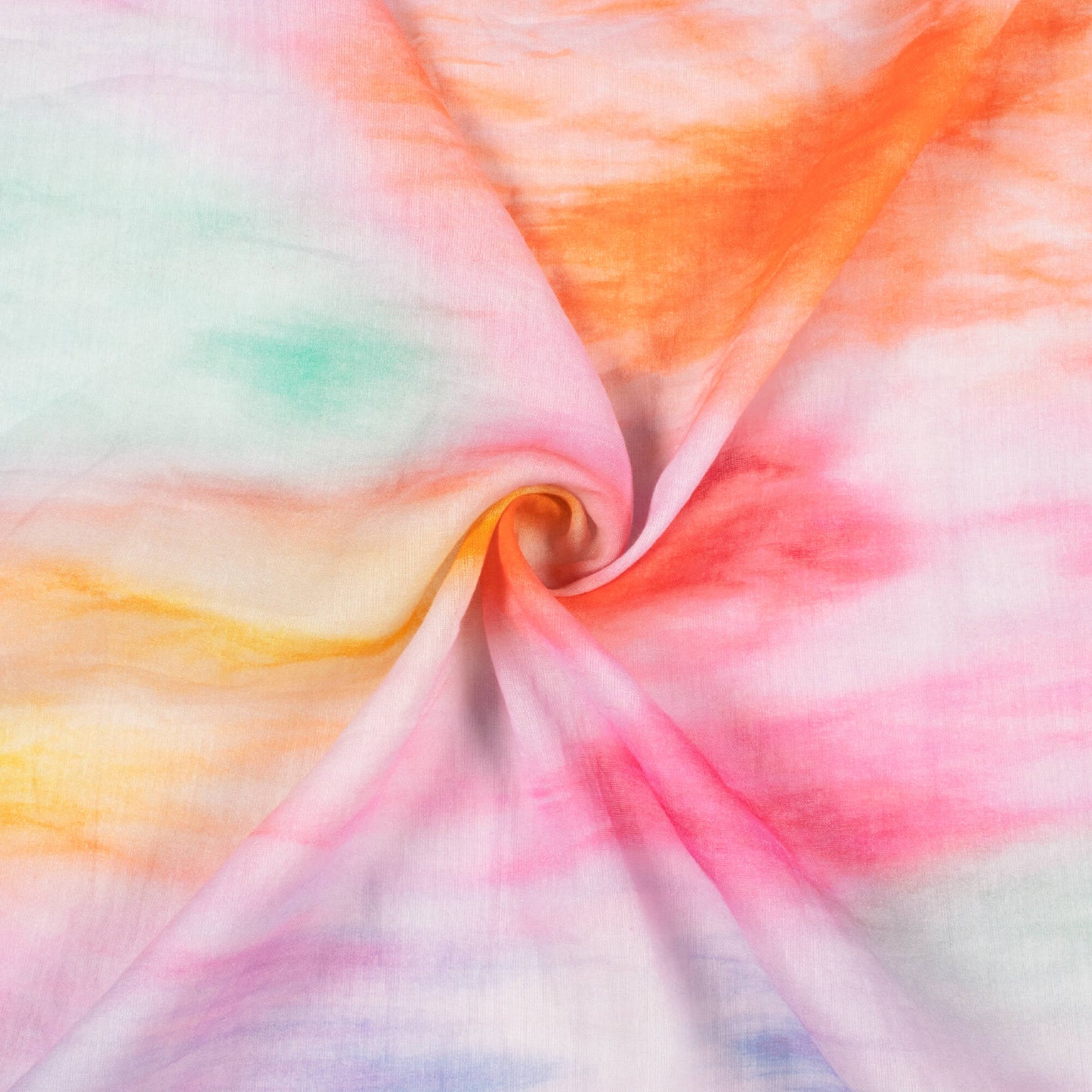 Multi-Color Tye And Dye Pattern Digital Print Pure Cotton Mulmul Fabric