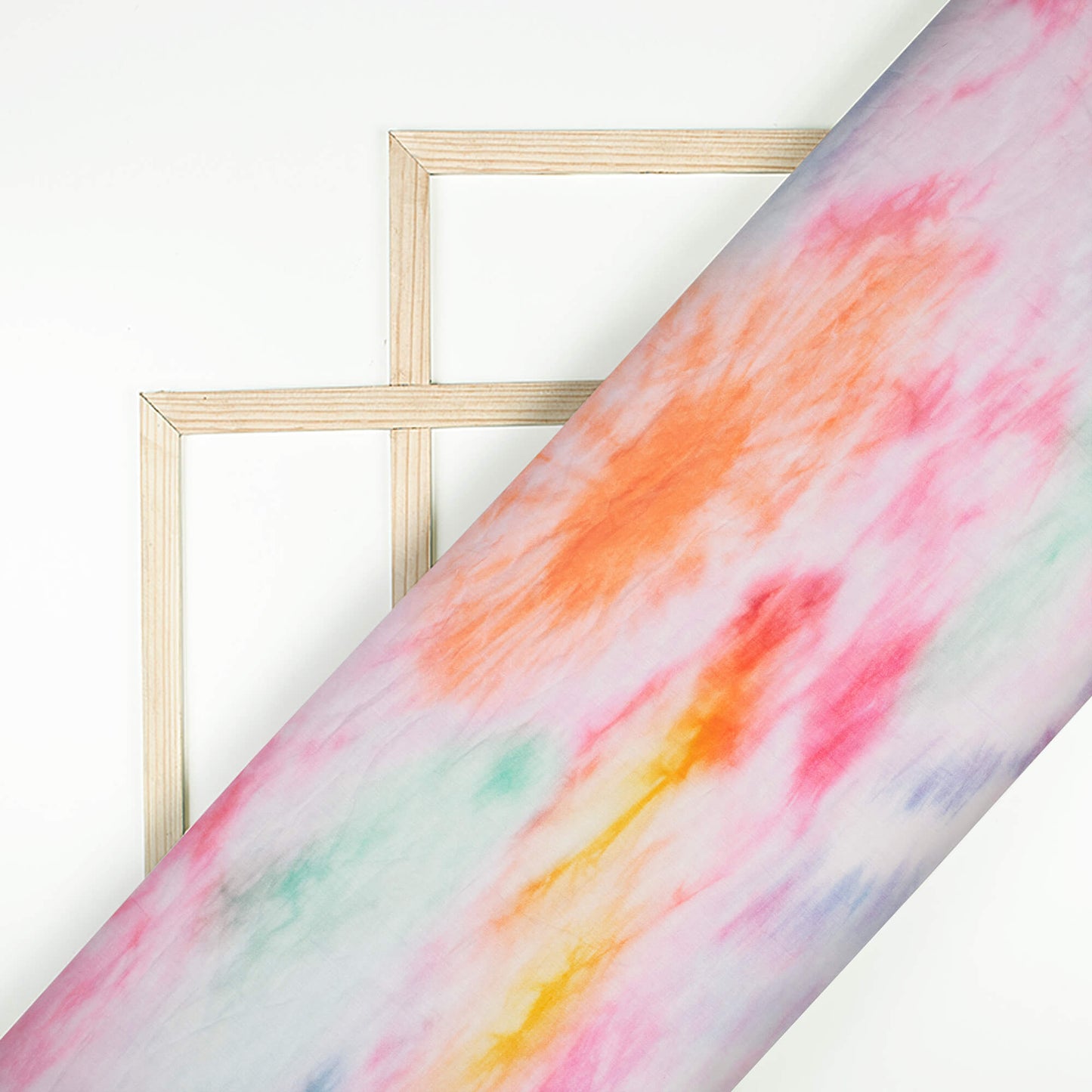 Multi-Color Tye And Dye Pattern Digital Print Pure Cotton Mulmul Fabric