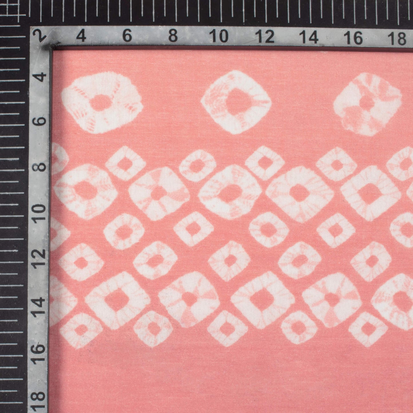 Salmon Peach And White Bandhanii Pattern Digital Print Pure Cotton Mulmul Fabric