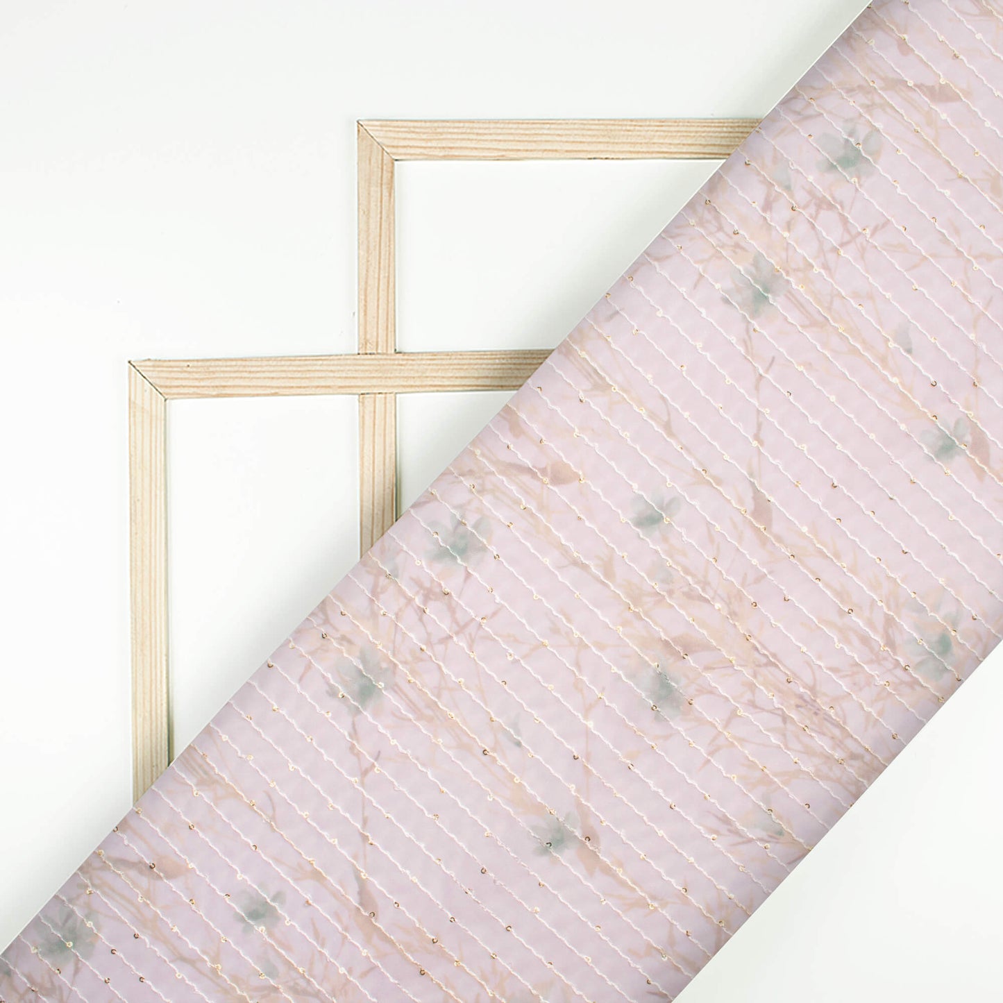 Lemonade Pink And Dolphin Grey Floral Pattern Digital Print Premium Sequins Georgette Fabric