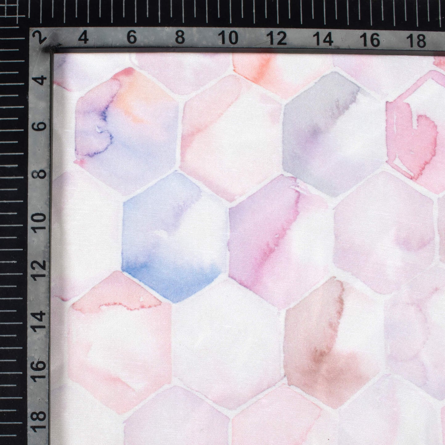Light Purple And White Geometric Pattern Digital Print Chanderi Fabric