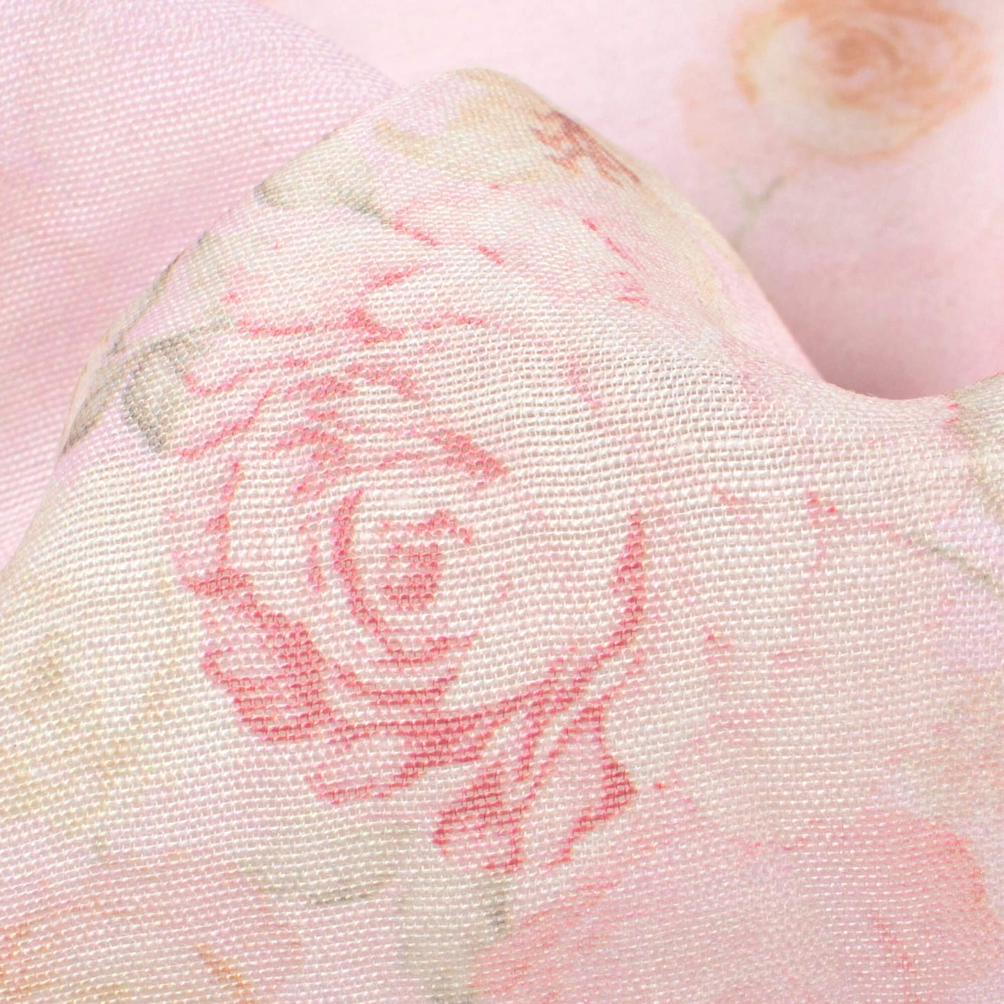 Pale Pink And Peach Floral Pattern Digital Print Chanderi Fabric