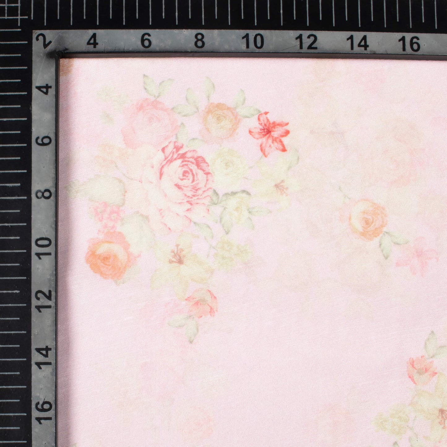 Pale Pink And Peach Floral Pattern Digital Print Chanderi Fabric