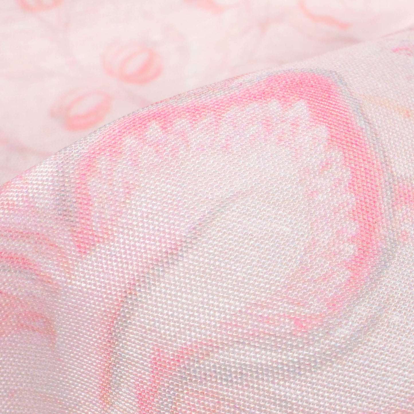 Pale Pink Floral Pattern Digital Print Chanderi Fabric