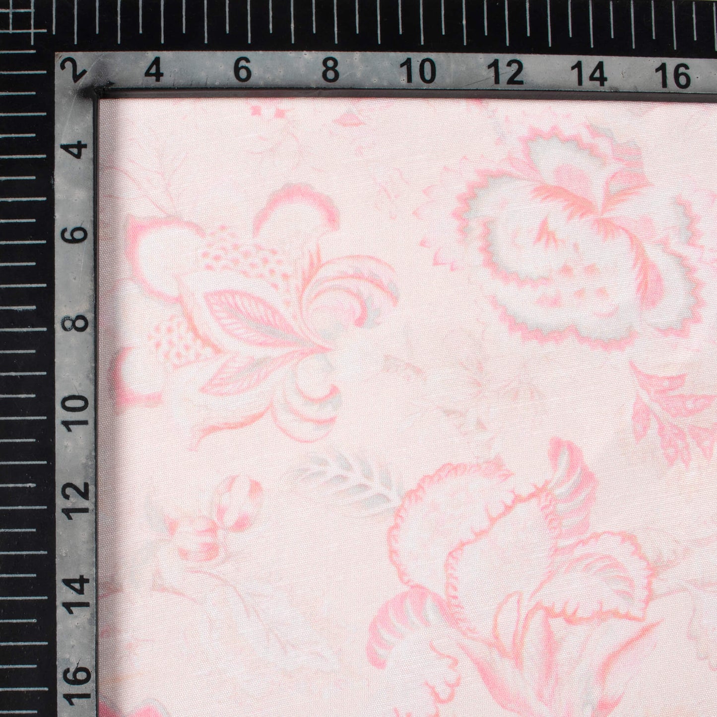 Pale Pink Floral Pattern Digital Print Chanderi Fabric