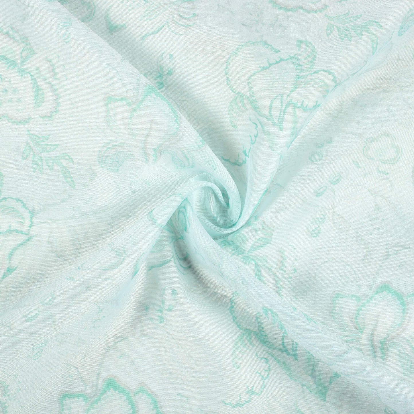 Pastel Green Floral Pattern Digital Print Chanderi Fabric