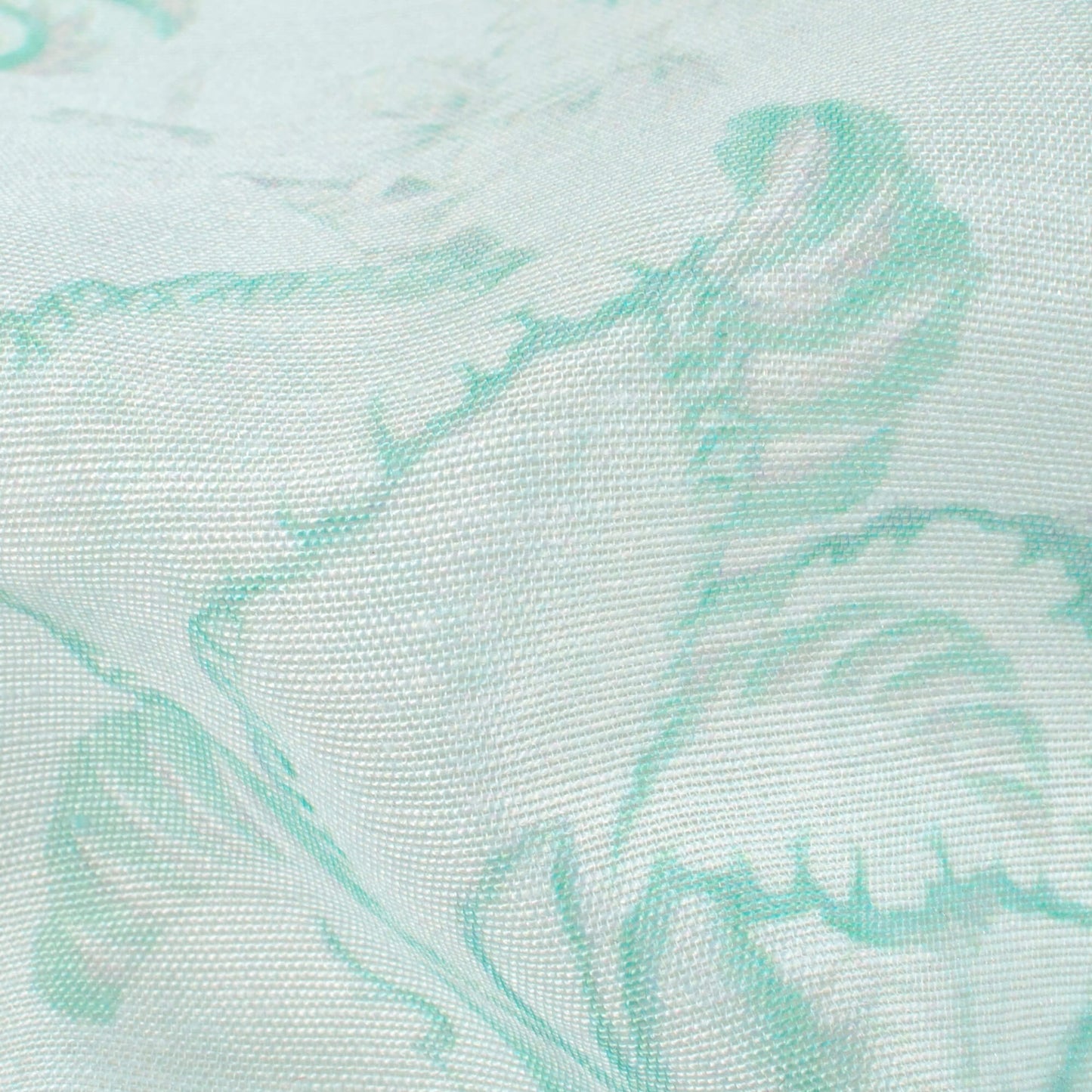 Pastel Green Floral Pattern Digital Print Chanderi Fabric