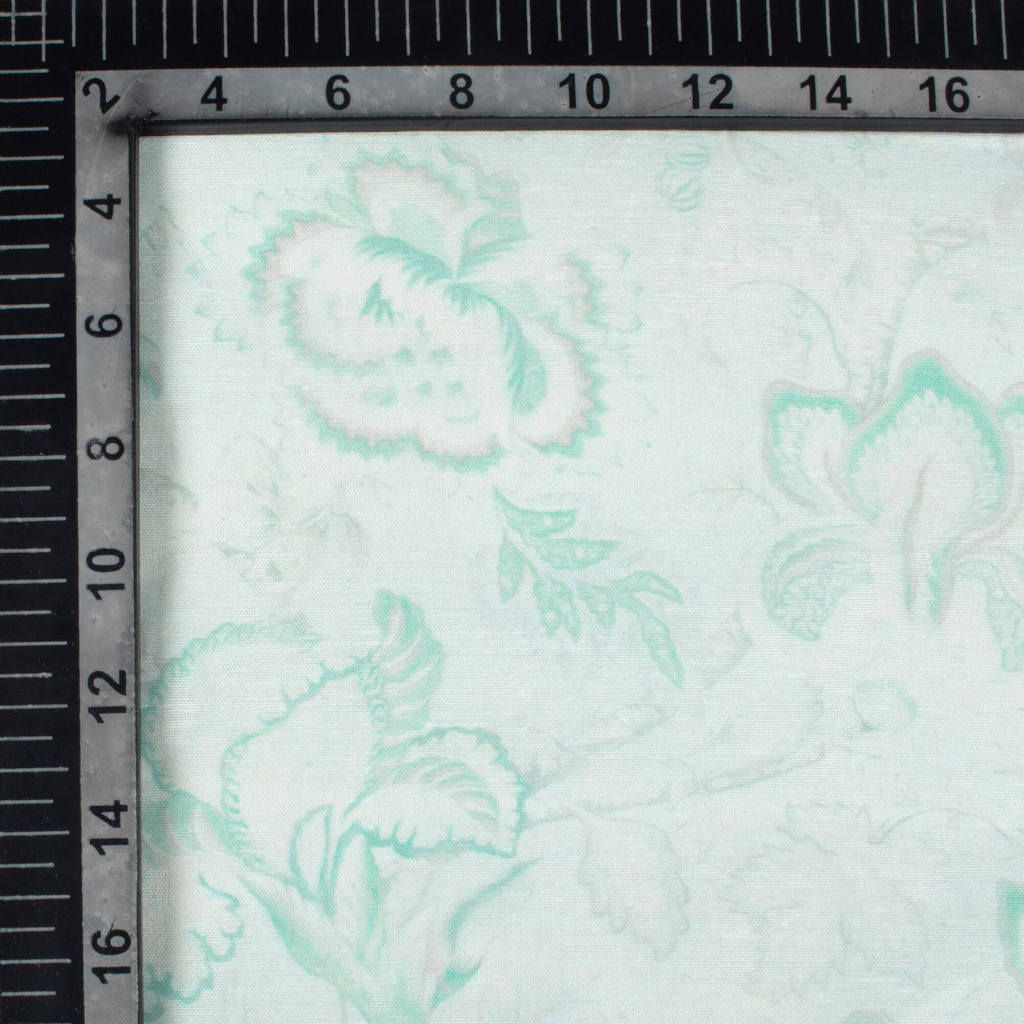 Pastel Green Floral Pattern Digital Print Chanderi Fabric