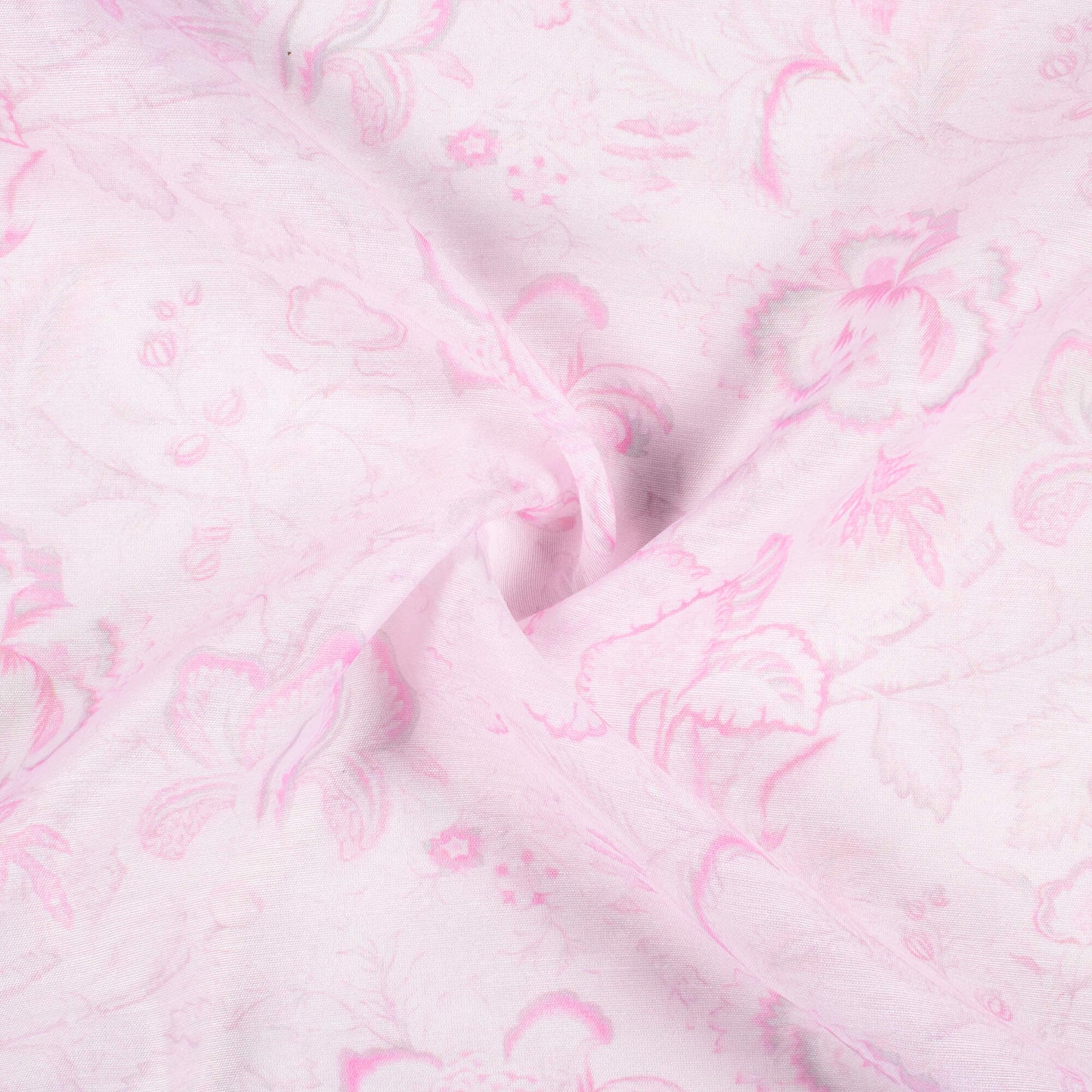 Blush Pink Floral Pattern Digital Print Chanderi Fabric