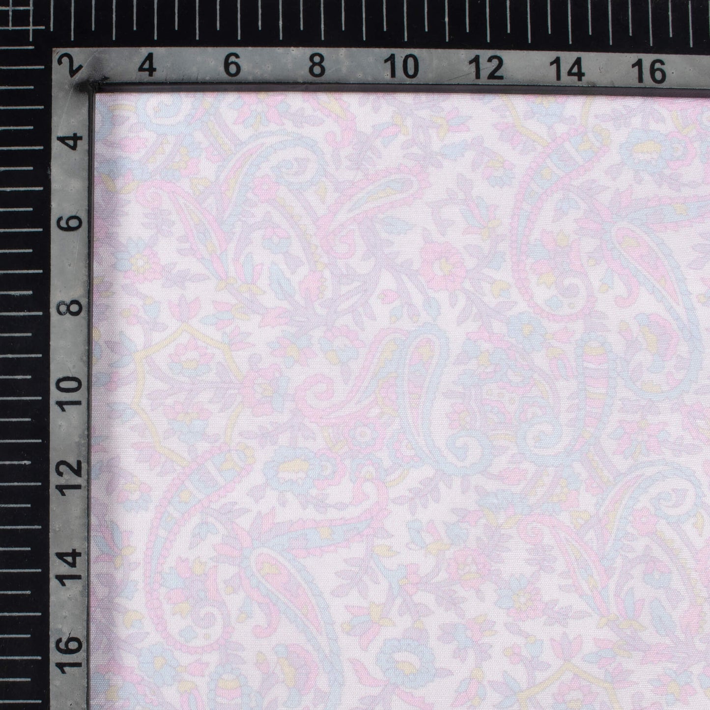 Taffy Pink And Pistachio Green Paisley Pattern Digital Print Chanderi Fabric
