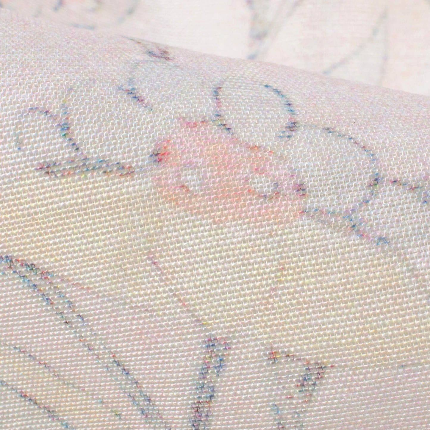 Pastel Peach And Pale Grey Floral Pattern Digital Print Chanderi Fabric