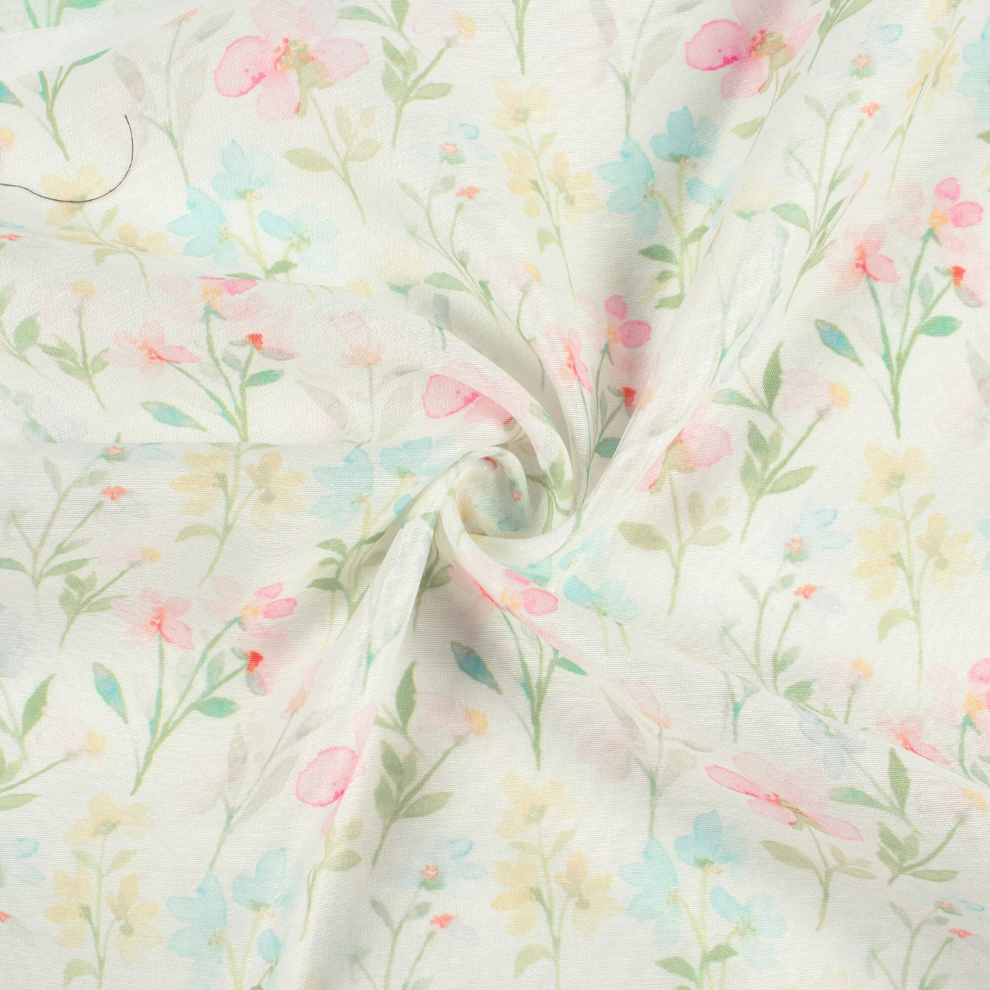 Tea Green And Flamingo Pink Floral Pattern Digital Print Chanderi Fabric