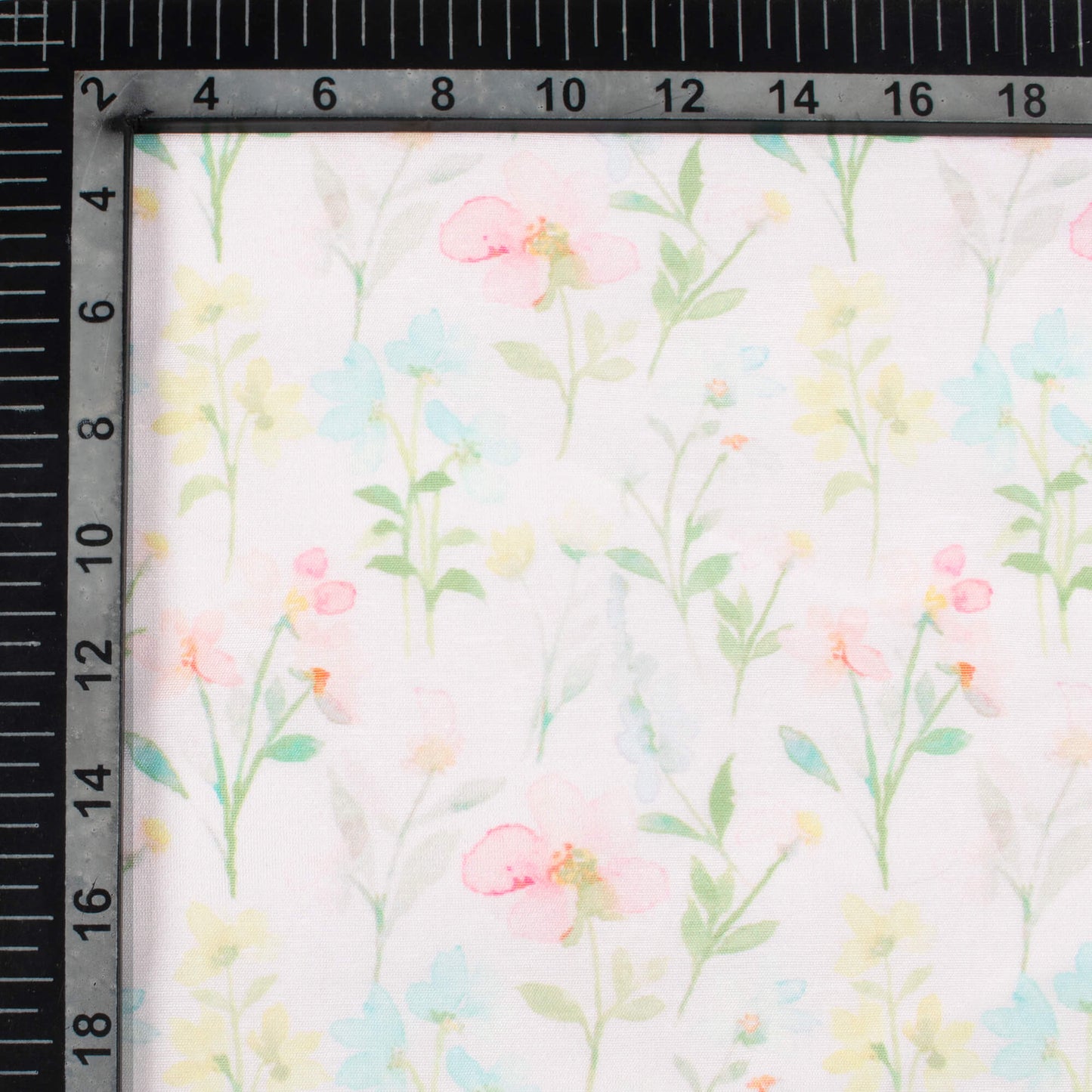 Pastel Pink And Fern Green Floral Pattern Digital Print Chanderi Fabric