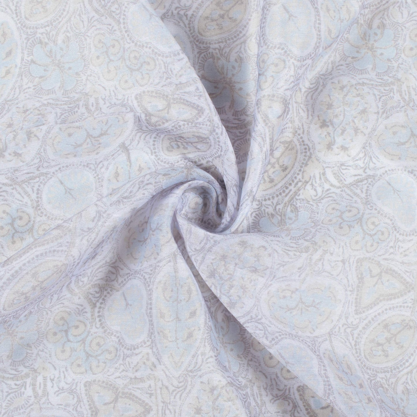 Light Purple And Seal Grey Leaf Pattern Digital Print Chanderi Fabric
