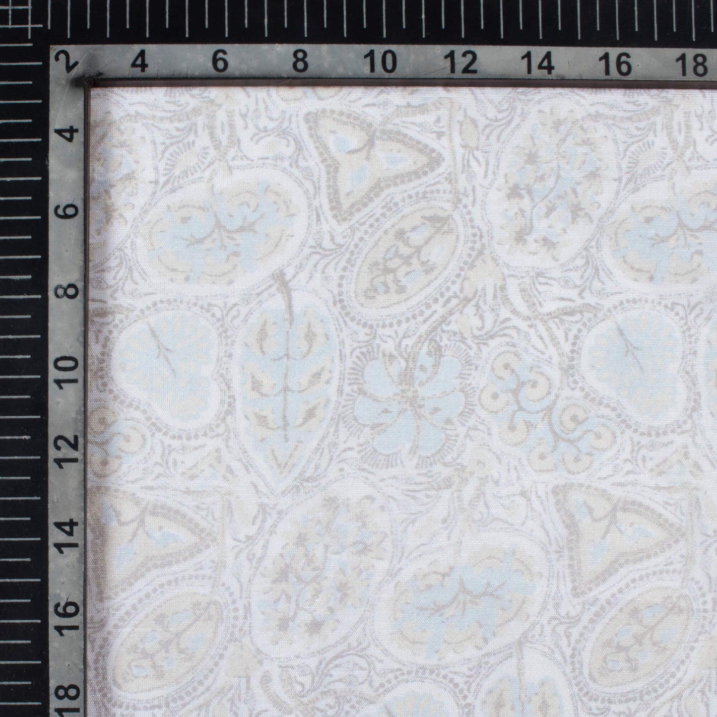 Light Purple And Seal Grey Leaf Pattern Digital Print Chanderi Fabric