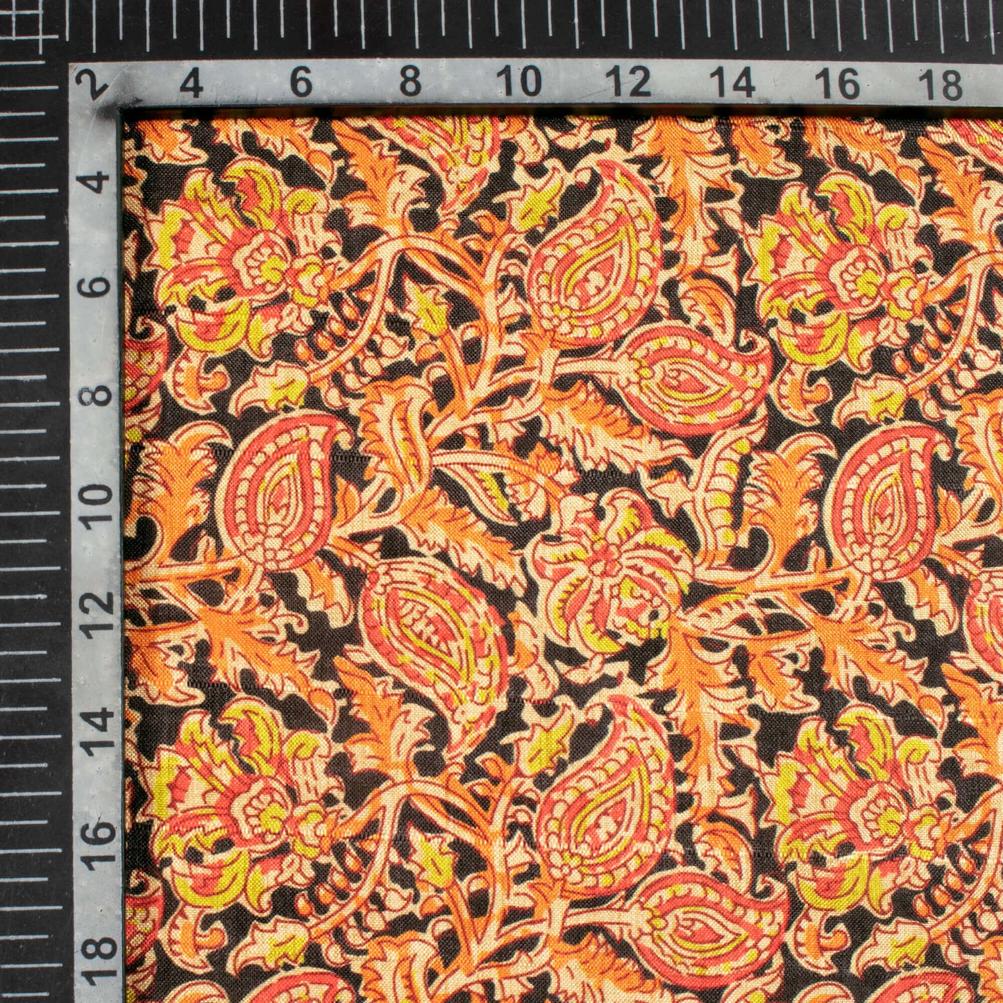 Sangria Red And Black Paisley Pattern Digital Print Art Tusser Silk Fabric