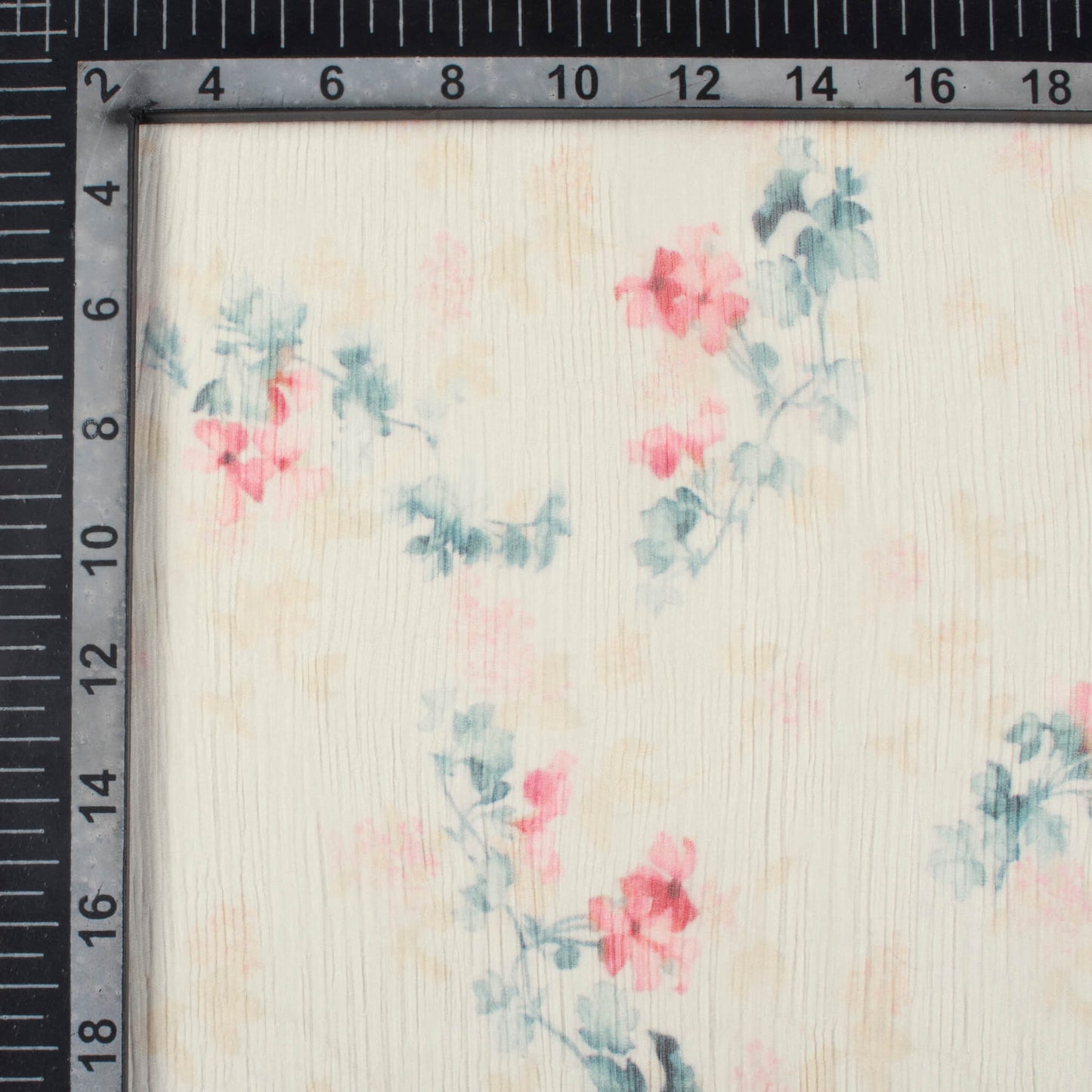Oat Beige And Grey Floral Pattern Digital Print Bemberg Chiffon Fabric