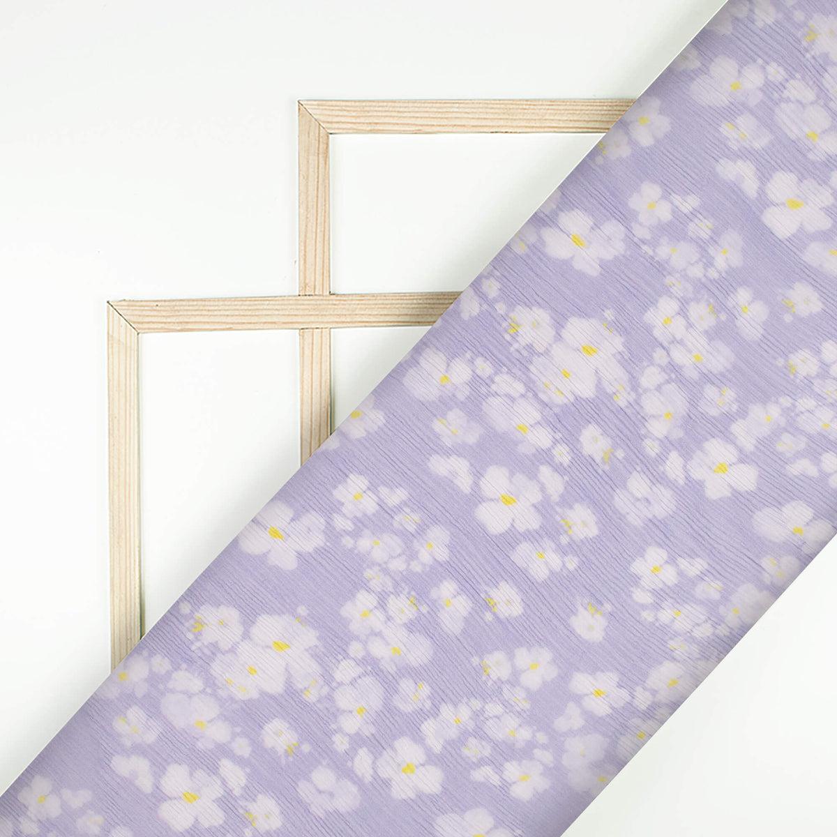 Iris Purple And White Floral Pattern Digital Print Bemberg Chiffon Fabric