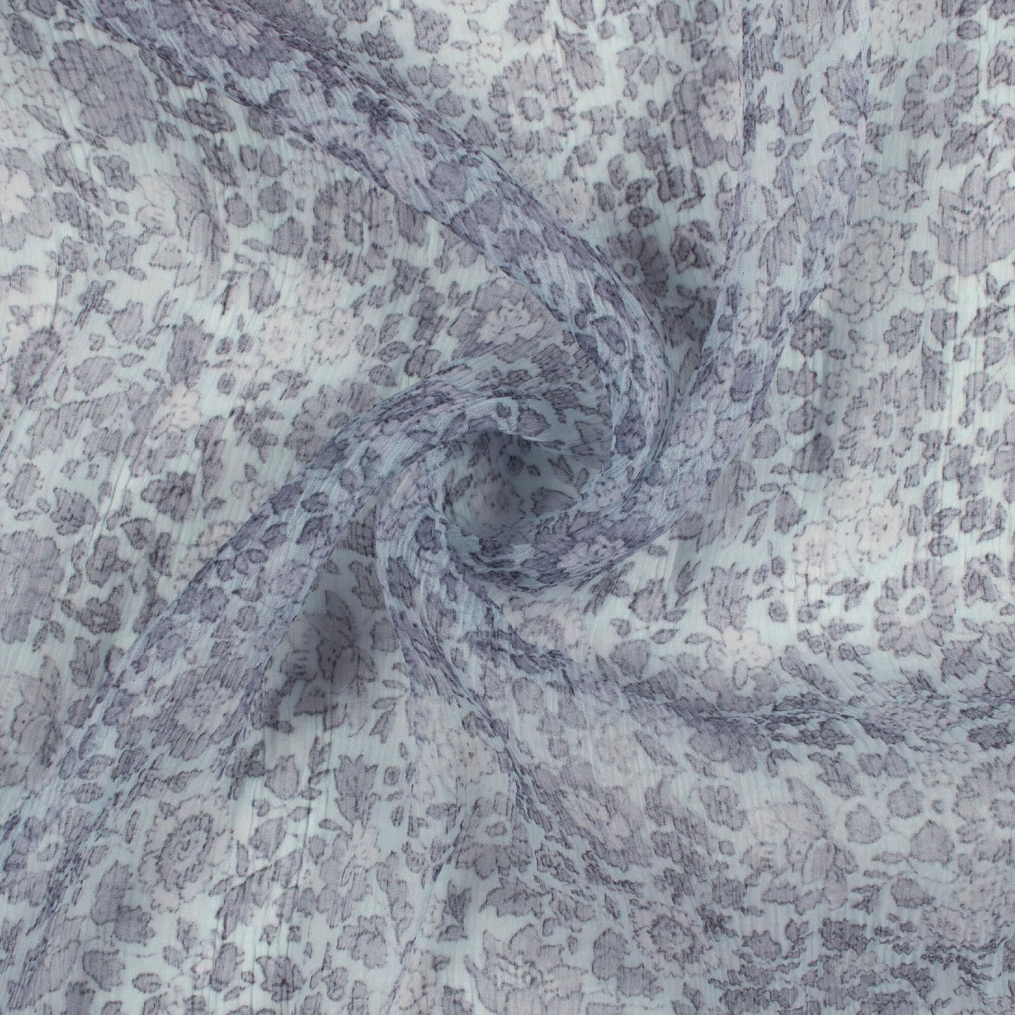 White And Raisin Purple Floral Pattern Digital Print Bemberg Chiffon Fabric