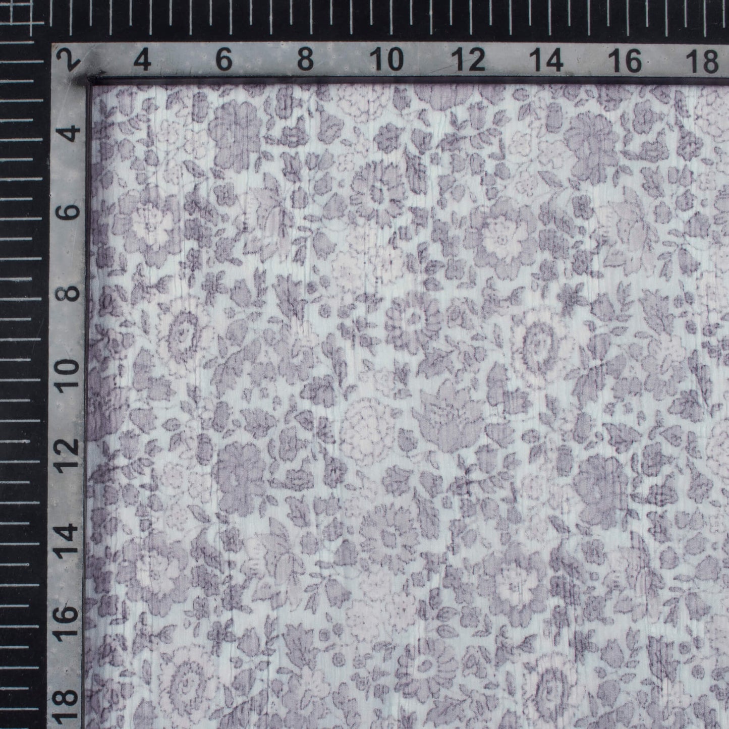 White And Raisin Purple Floral Pattern Digital Print Bemberg Chiffon Fabric