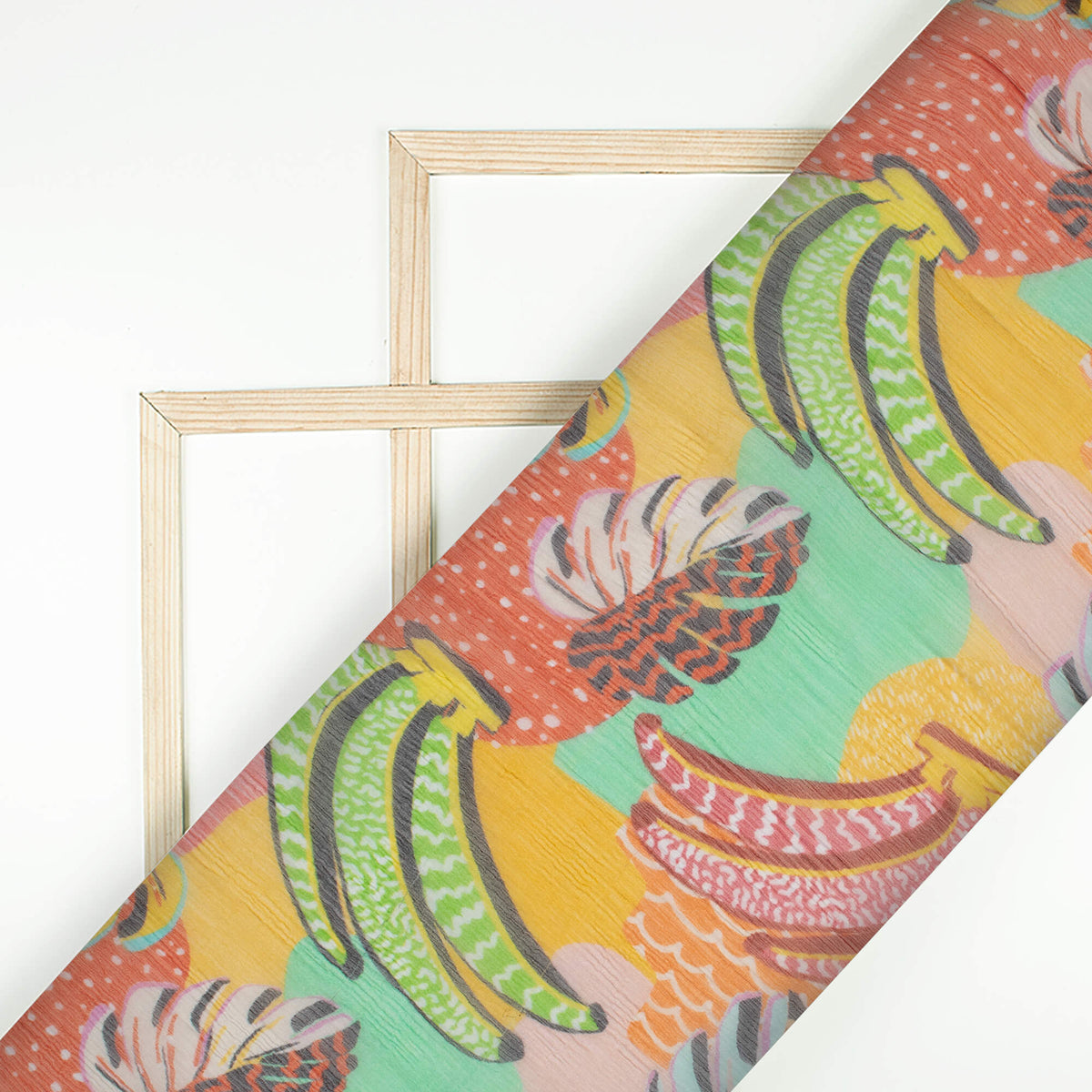 Multi-Color Quirky Pattern Digital Print Bemberg Chiffon Fabric