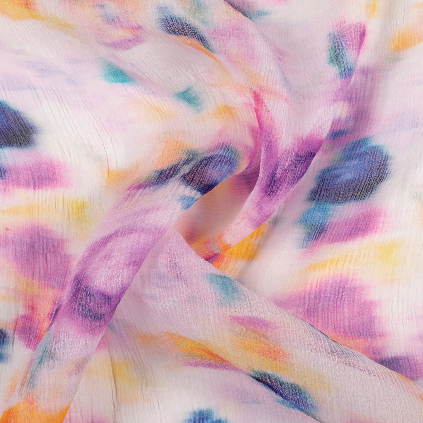 Mauve Purple And White Abstract Pattern Digital Print Bemberg Chiffon Fabric