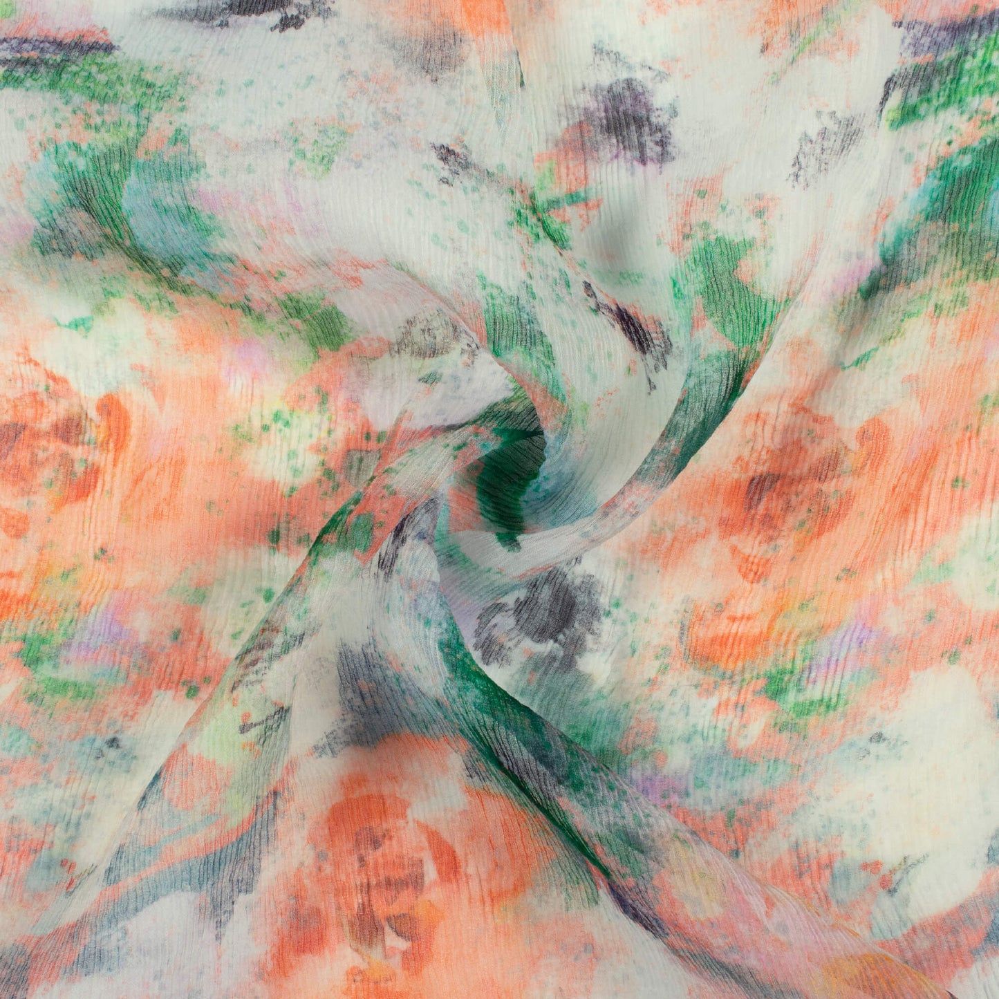Multi-Color Abstract Pattern Digital Print Bemberg Chiffon Fabric