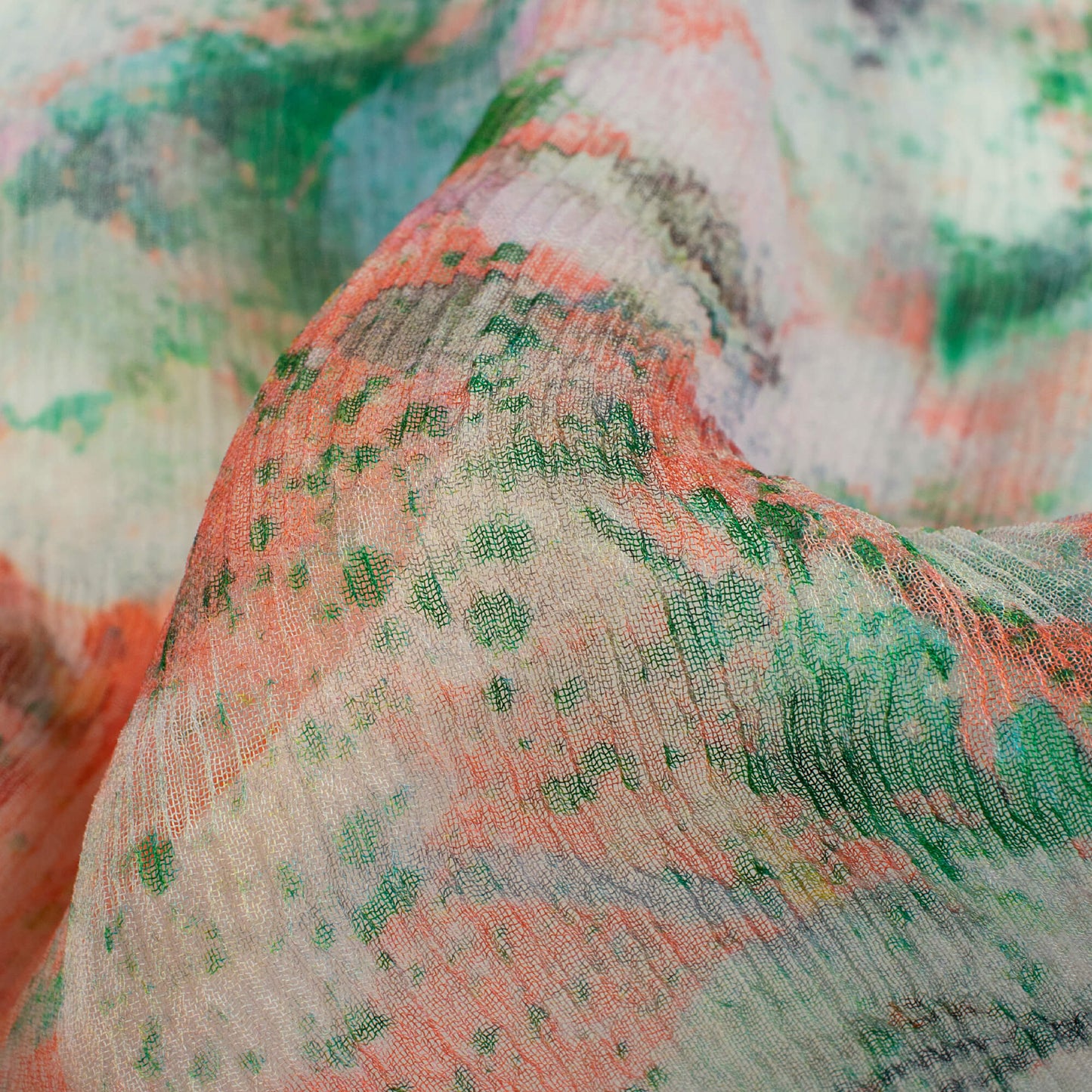Multi-Color Abstract Pattern Digital Print Bemberg Chiffon Fabric