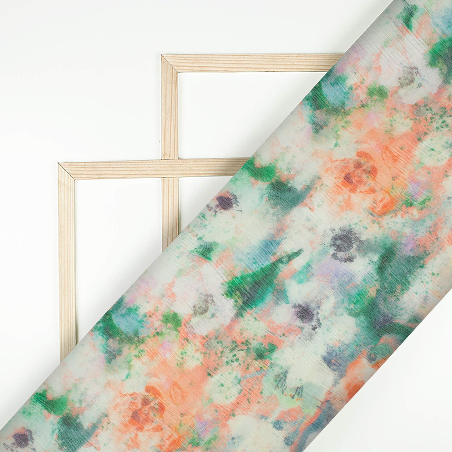 Multi-Color Abstract Pattern Digital Print Bemberg Chiffon Fabric