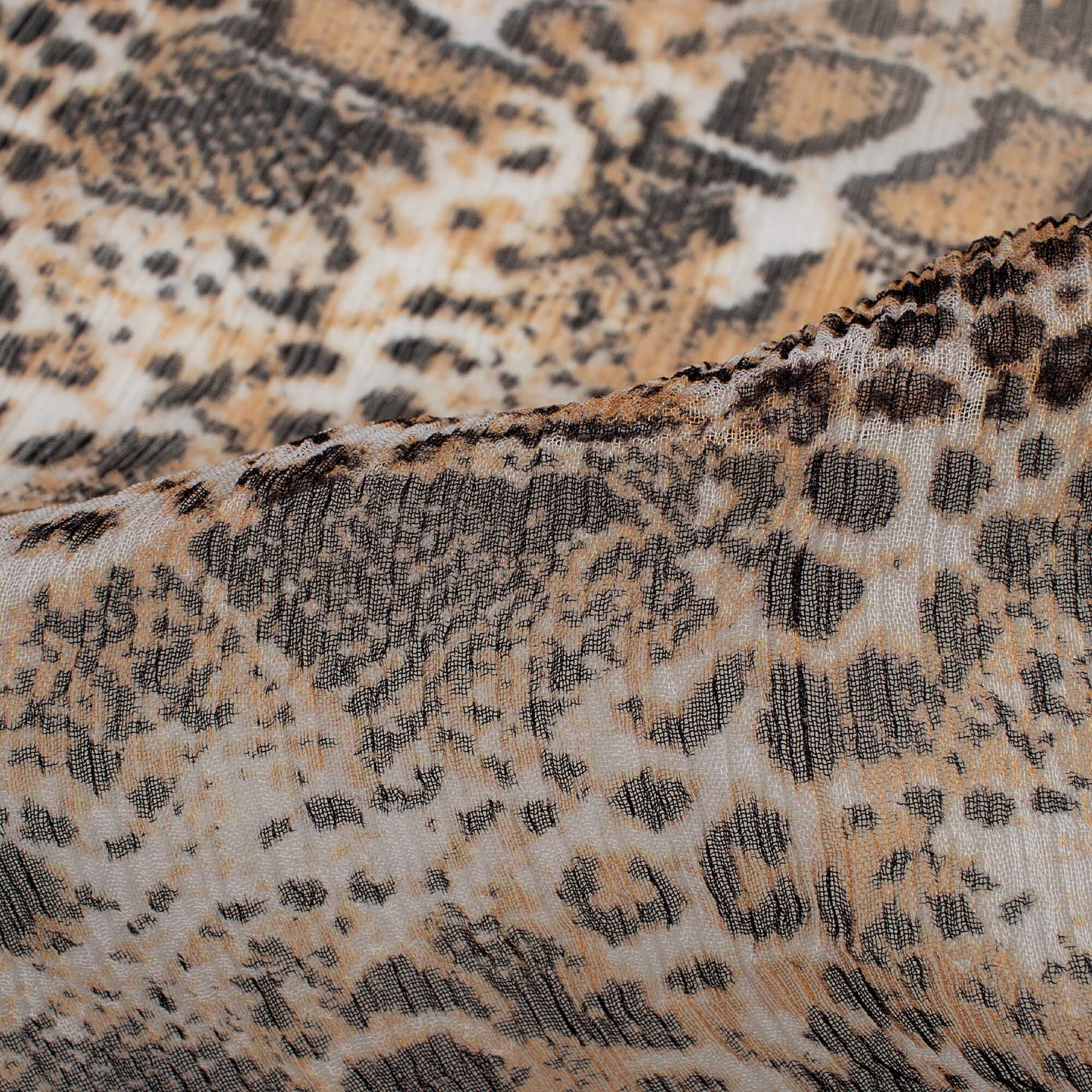 Black And Beige Animal Pattern Digital Print Bemberg Chiffon Fabric