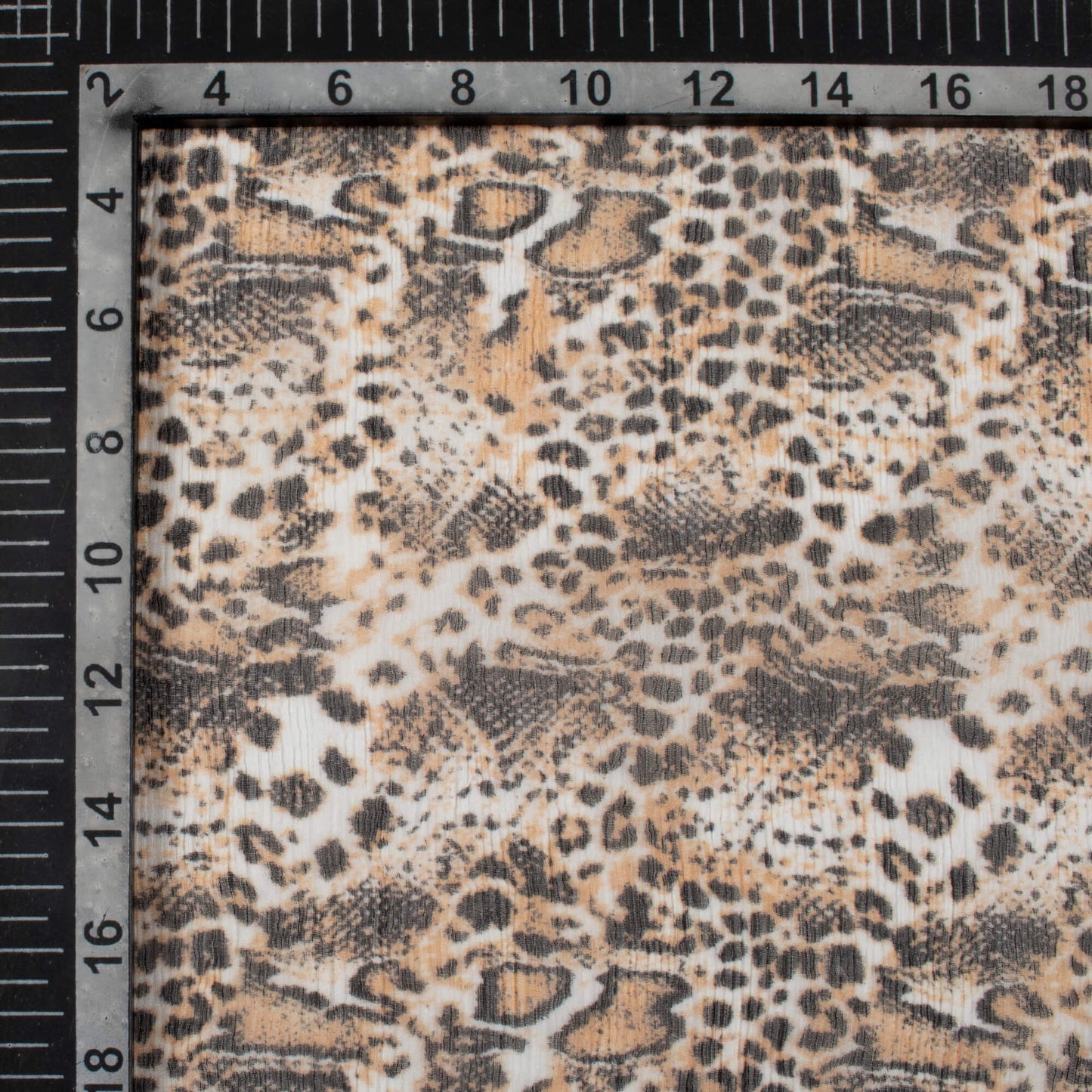 Black And Beige Animal Pattern Digital Print Bemberg Chiffon Fabric