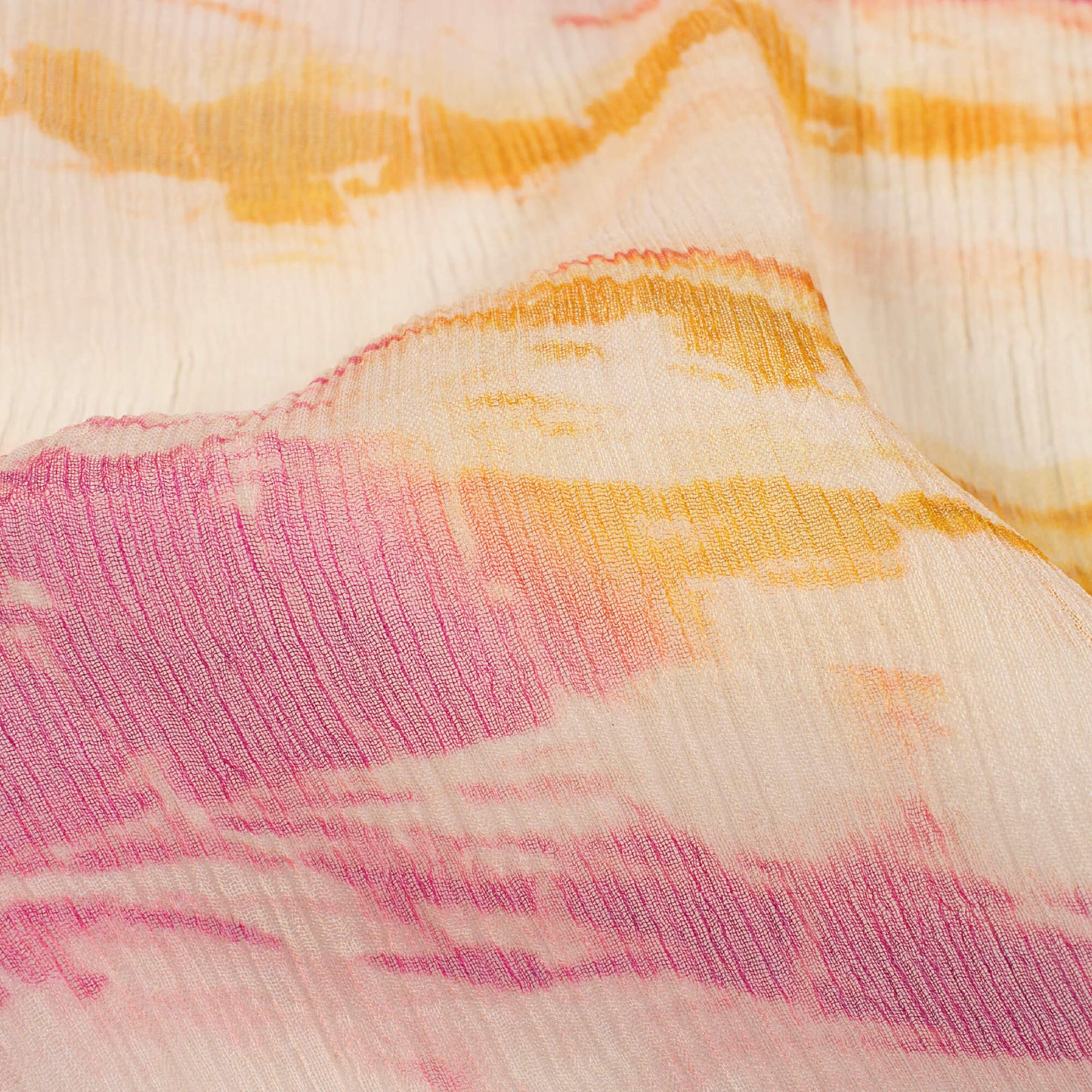 Cream And Magenta Pink Shiiborii Pattern Digital Print Bemberg Chiffon Fabric