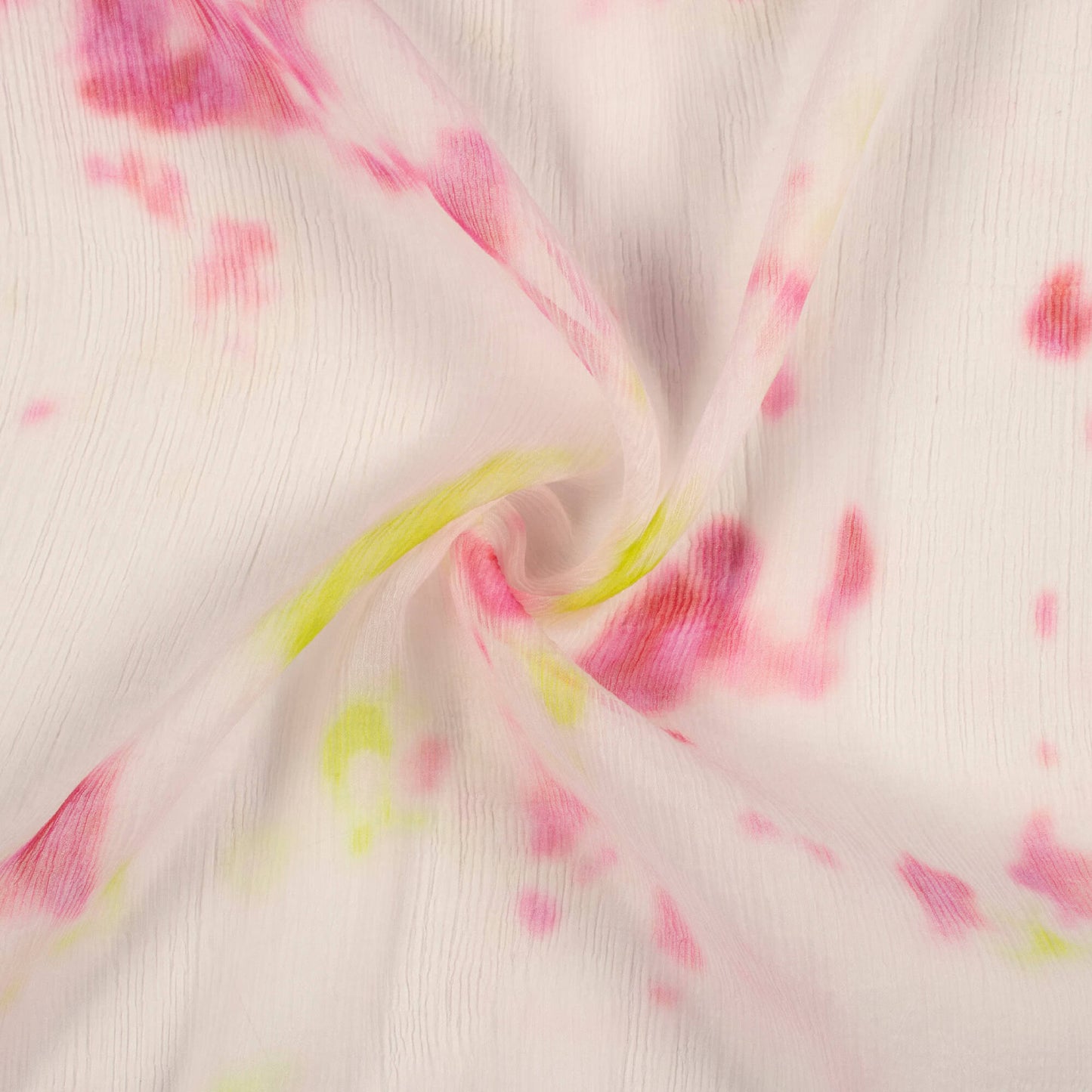 Oat Beige And Pink Tye And Dye Pattern Digital Print Bemberg Chiffon Fabric