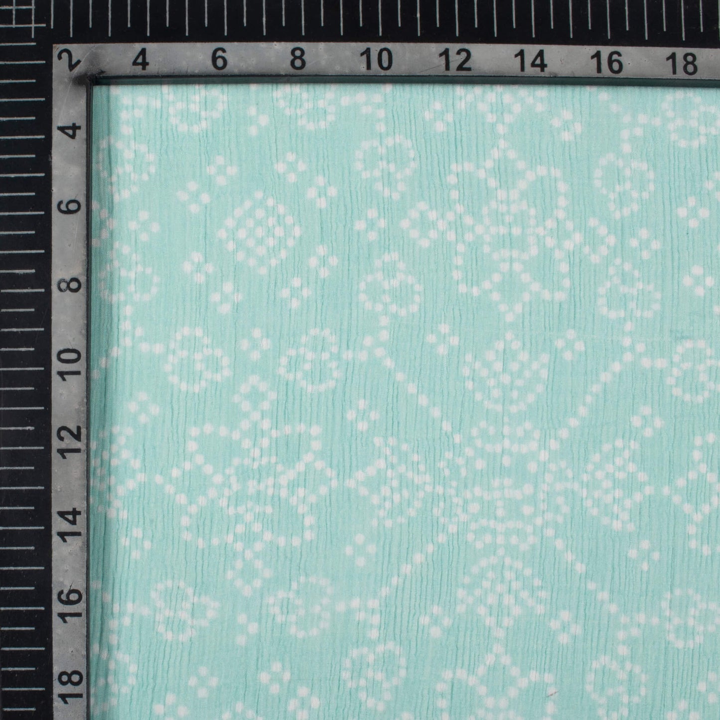 Blizzard Blue And White Bandhanii Pattern Digital Print Bemberg Chiffon Fabric