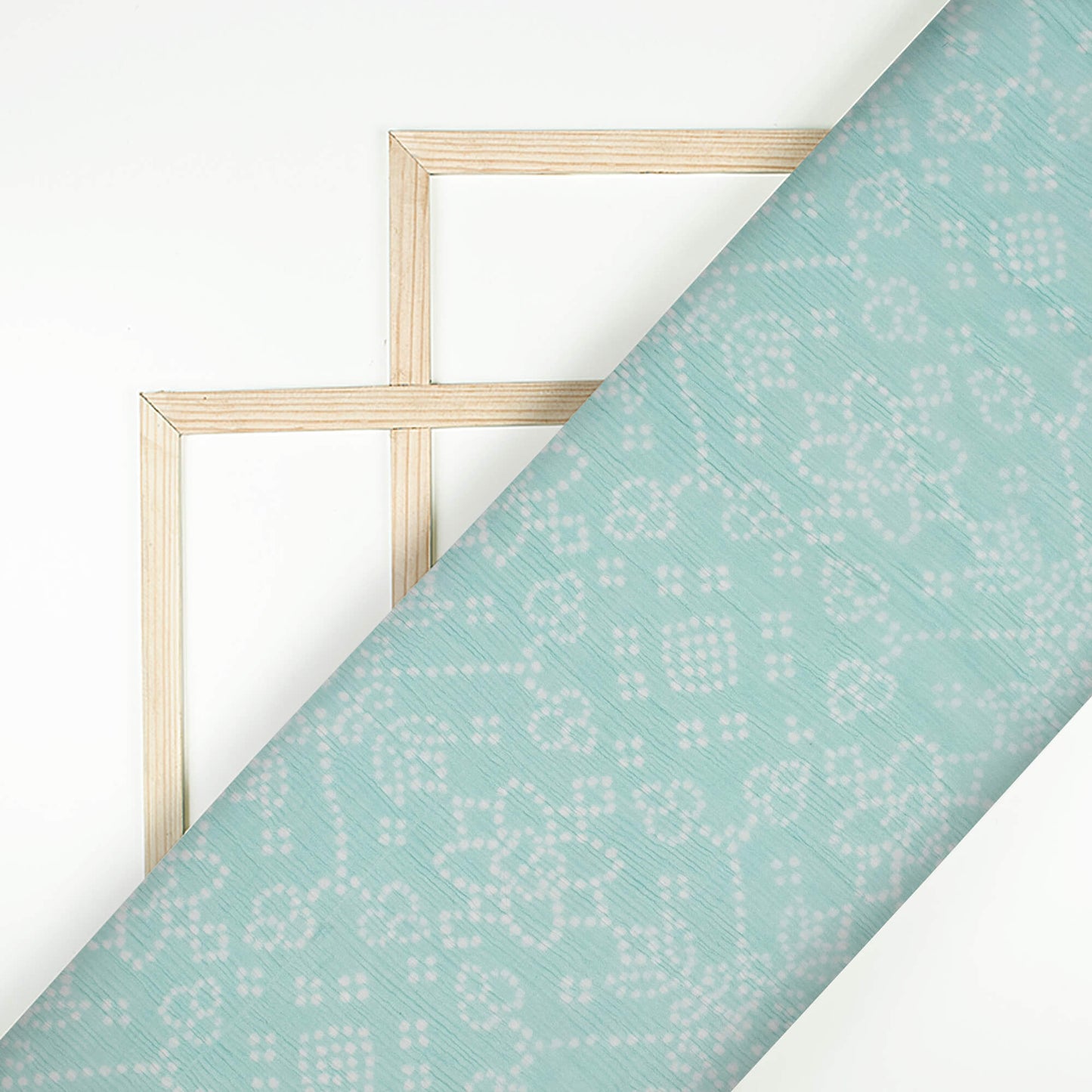 Blizzard Blue And White Bandhanii Pattern Digital Print Bemberg Chiffon Fabric