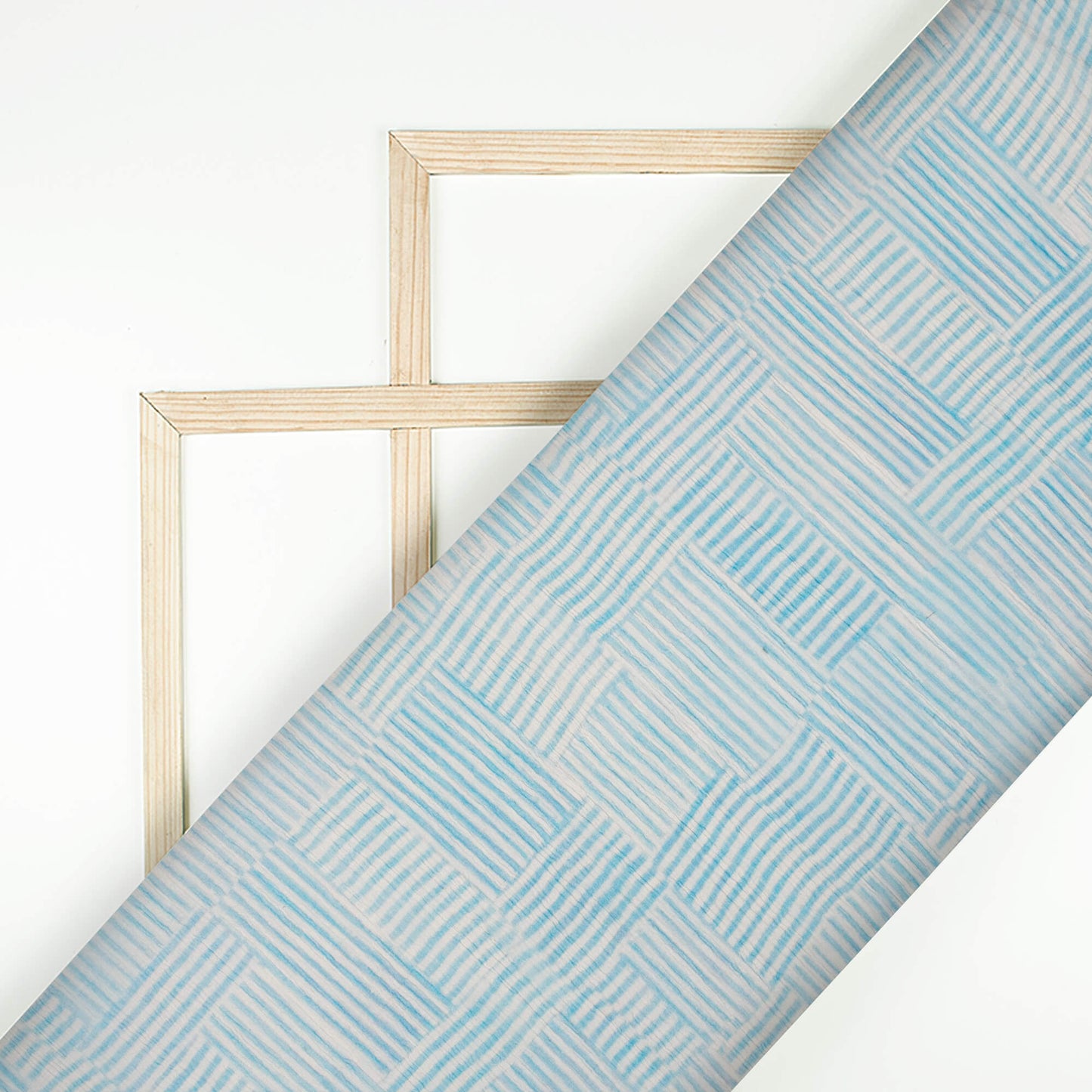 Blue And White Abstract Pattern Digital Print Bemberg Chiffon Fabric
