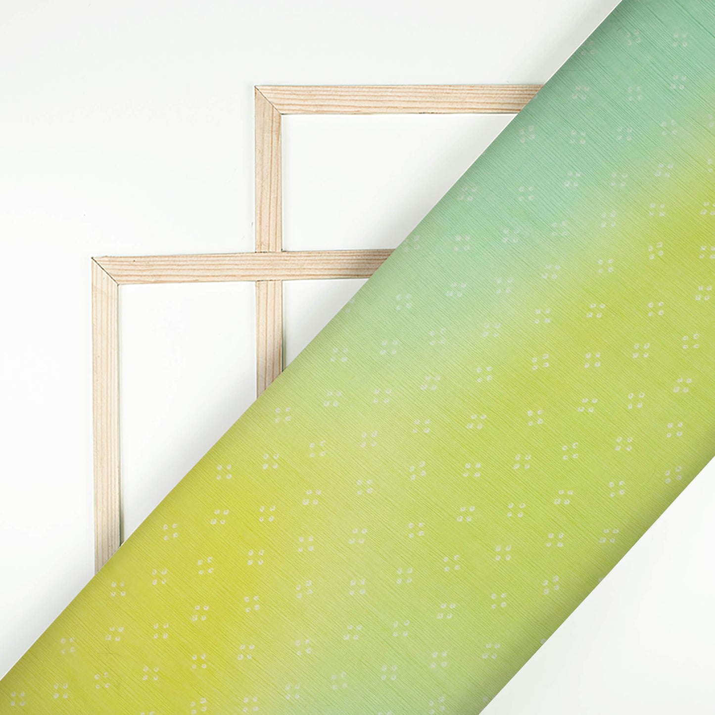 Lime Green And Seafoam Green Ombre Pattern Digital Print Bemberg Chiffon Fabric