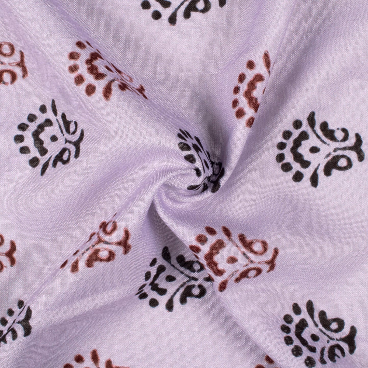 Heather Purple And Black Quirky Pattern Digital Print Linen Textured Fabric (Width 56 Inches)