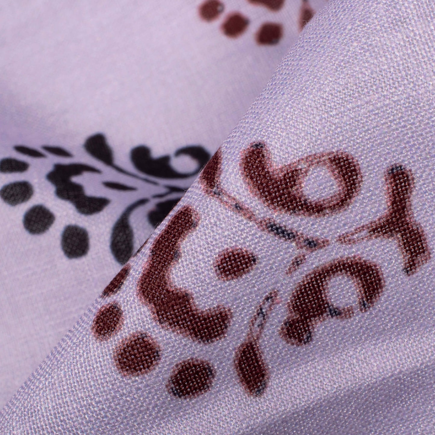 Heather Purple And Black Quirky Pattern Digital Print Linen Textured Fabric (Width 56 Inches)