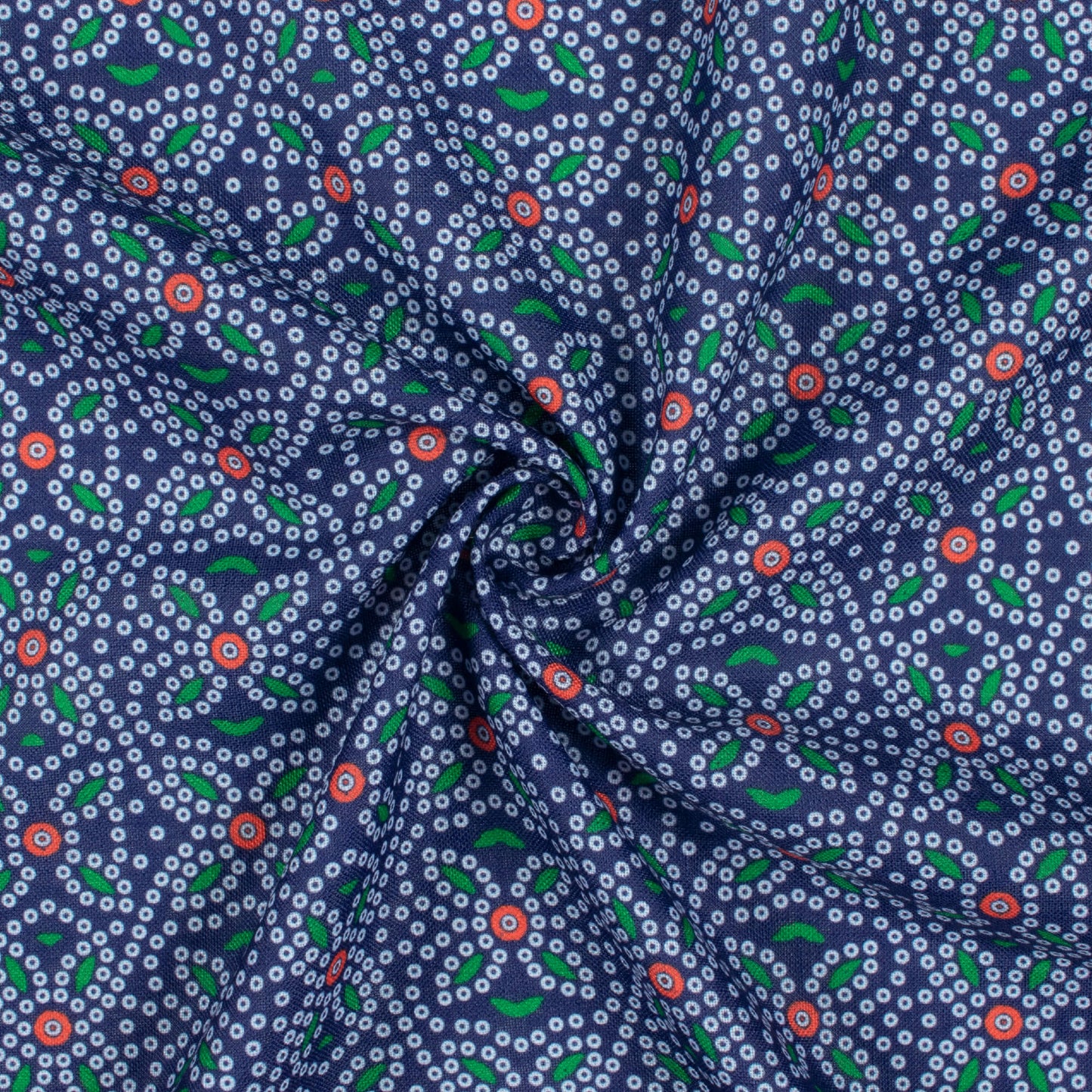 Space Blue And White Bandhanii Pattern Digital Print Linen Textured Fabric (Width 56 Inches)