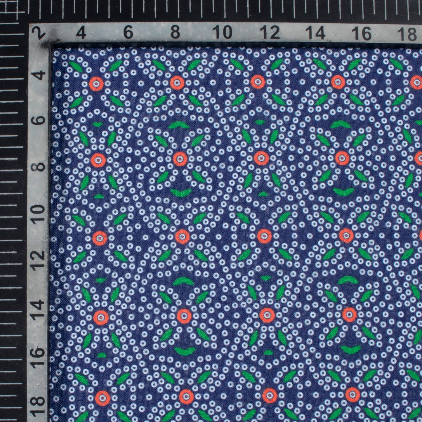 Space Blue And White Bandhanii Pattern Digital Print Linen Textured Fabric (Width 56 Inches)