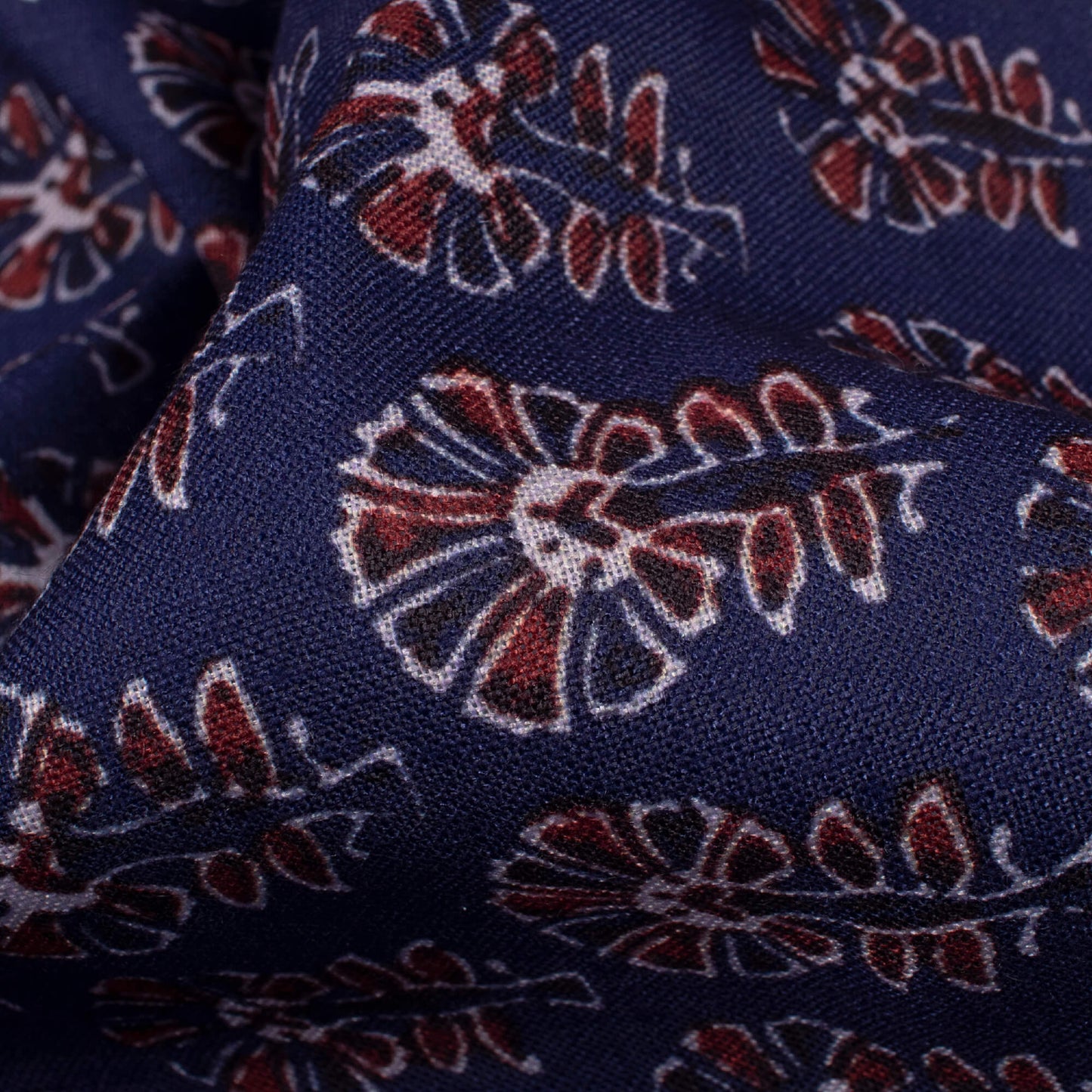 Grape Purple And Red Ajrakh Pattern Digital Print Linen Textured Fabric (Width 56 Inches)