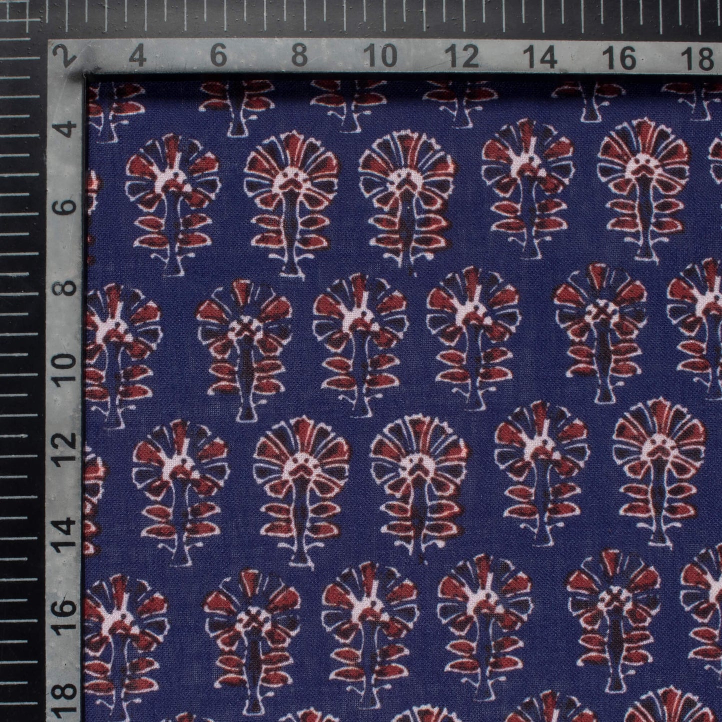 Grape Purple And Red Ajrakh Pattern Digital Print Linen Textured Fabric (Width 56 Inches)