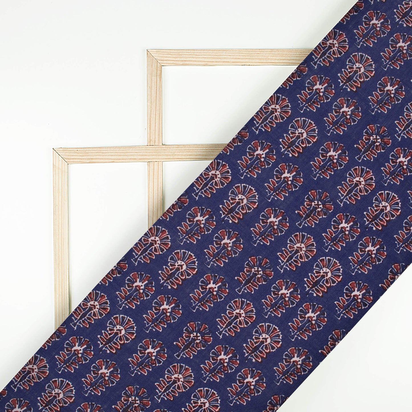 Grape Purple And Red Ajrakh Pattern Digital Print Linen Textured Fabric (Width 56 Inches)