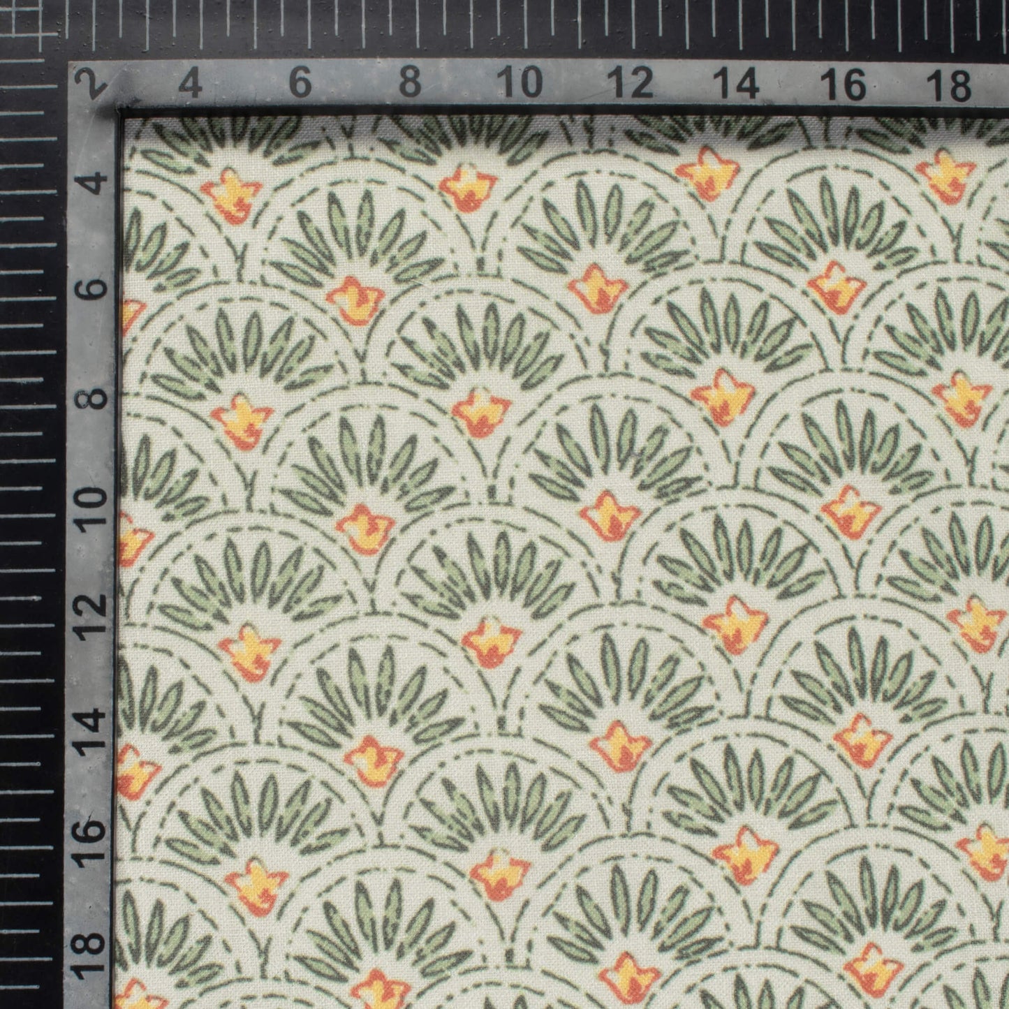 Pastel Green And Yellow Floral Pattern Digital Print Linen Textured Fabric (Width 56 Inches)