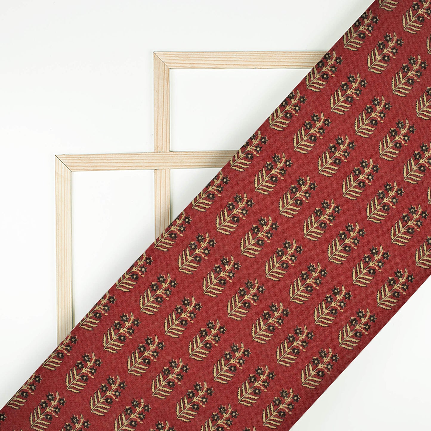 Maroon And Black Floral Pattern Digital Print Linen Textured Fabric (Width 56 Inches)