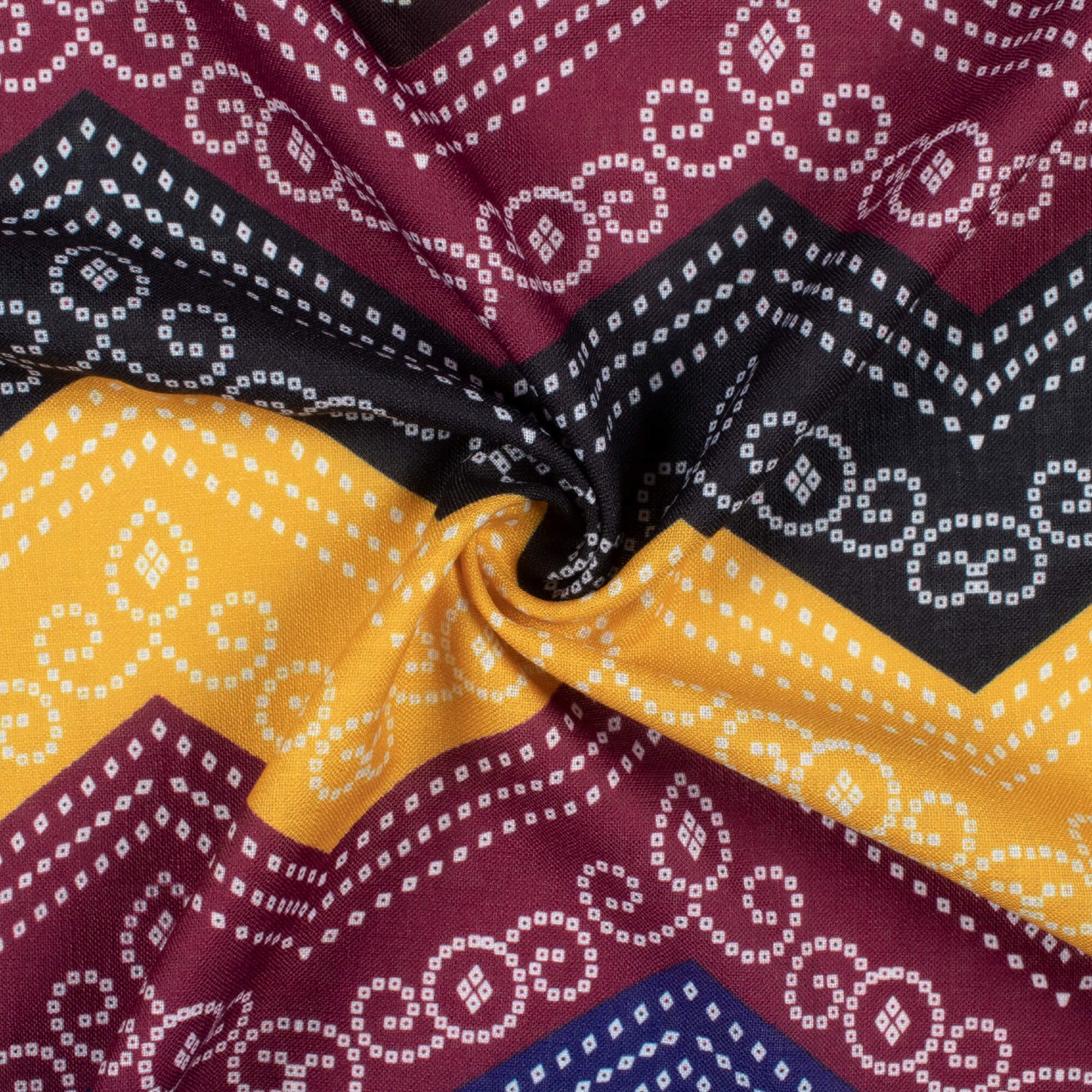 Sangria Purple And Black Bandhanii Pattern Digital Print Linen Textured Fabric (Width 56 Inches)