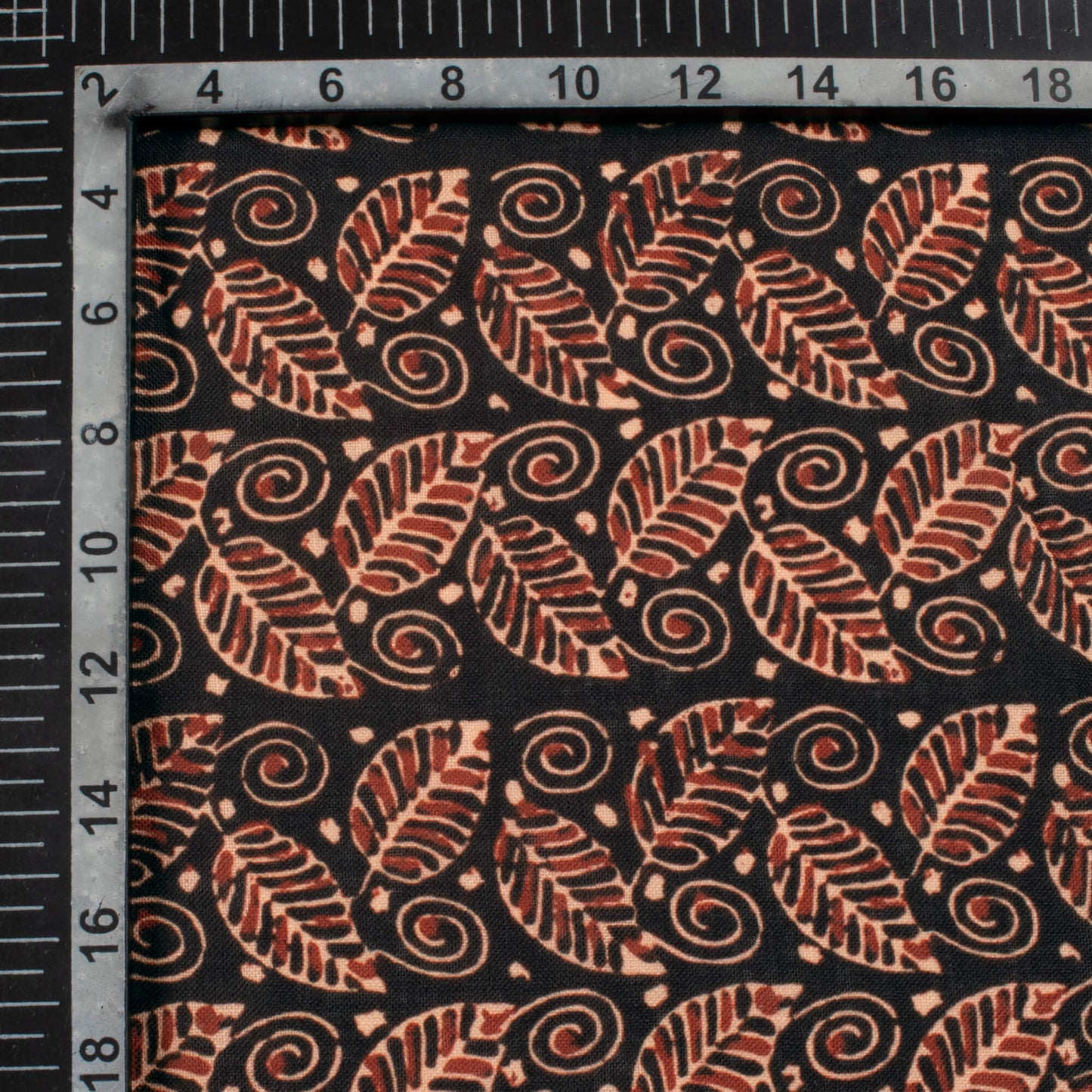 Black And Maroon Ajrakh Pattern Digital Print Linen Textured Fabric (Width 56 Inches)