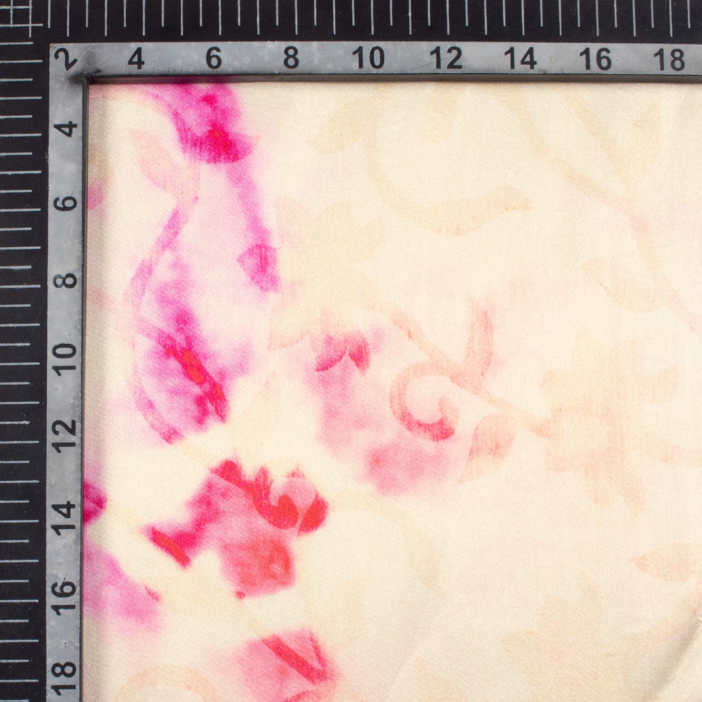Fuchsia Pink And Beige Tye And Dye Pattern Digital Print Viscose Gaji Silk Fabric