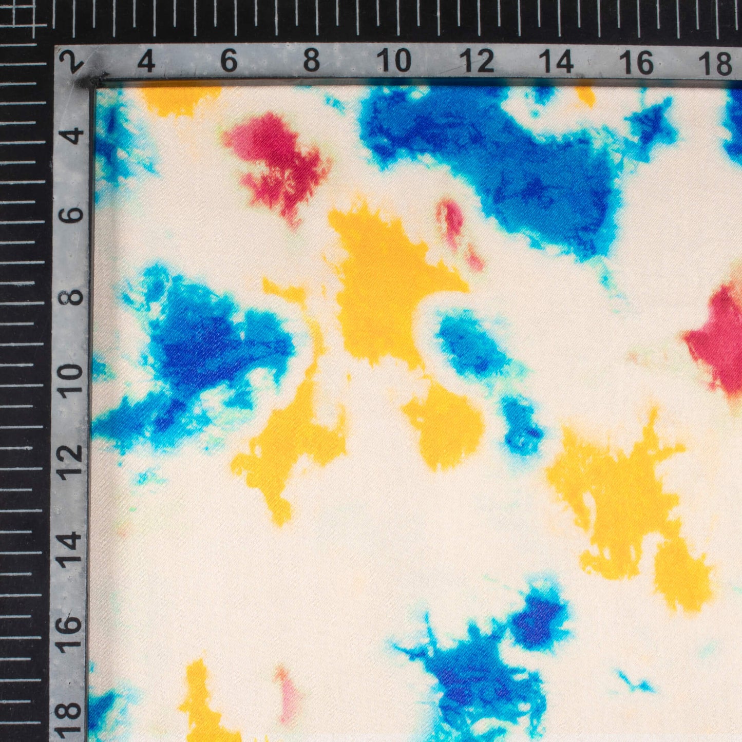 Oat Beige And Blue Tye And Dye Pattern Digital Print Viscose Gaji Silk Fabric